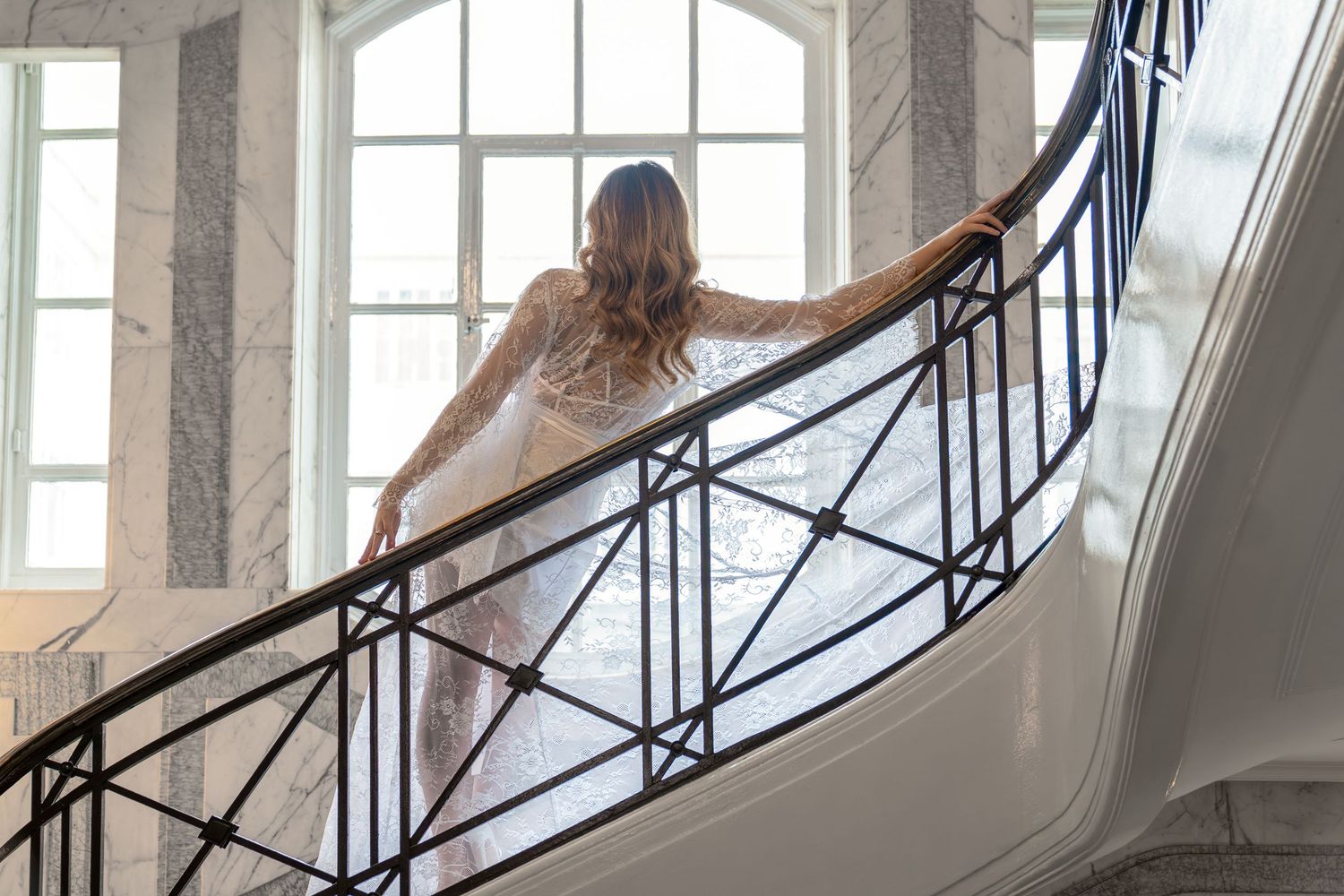 wedding morning in bridal robe