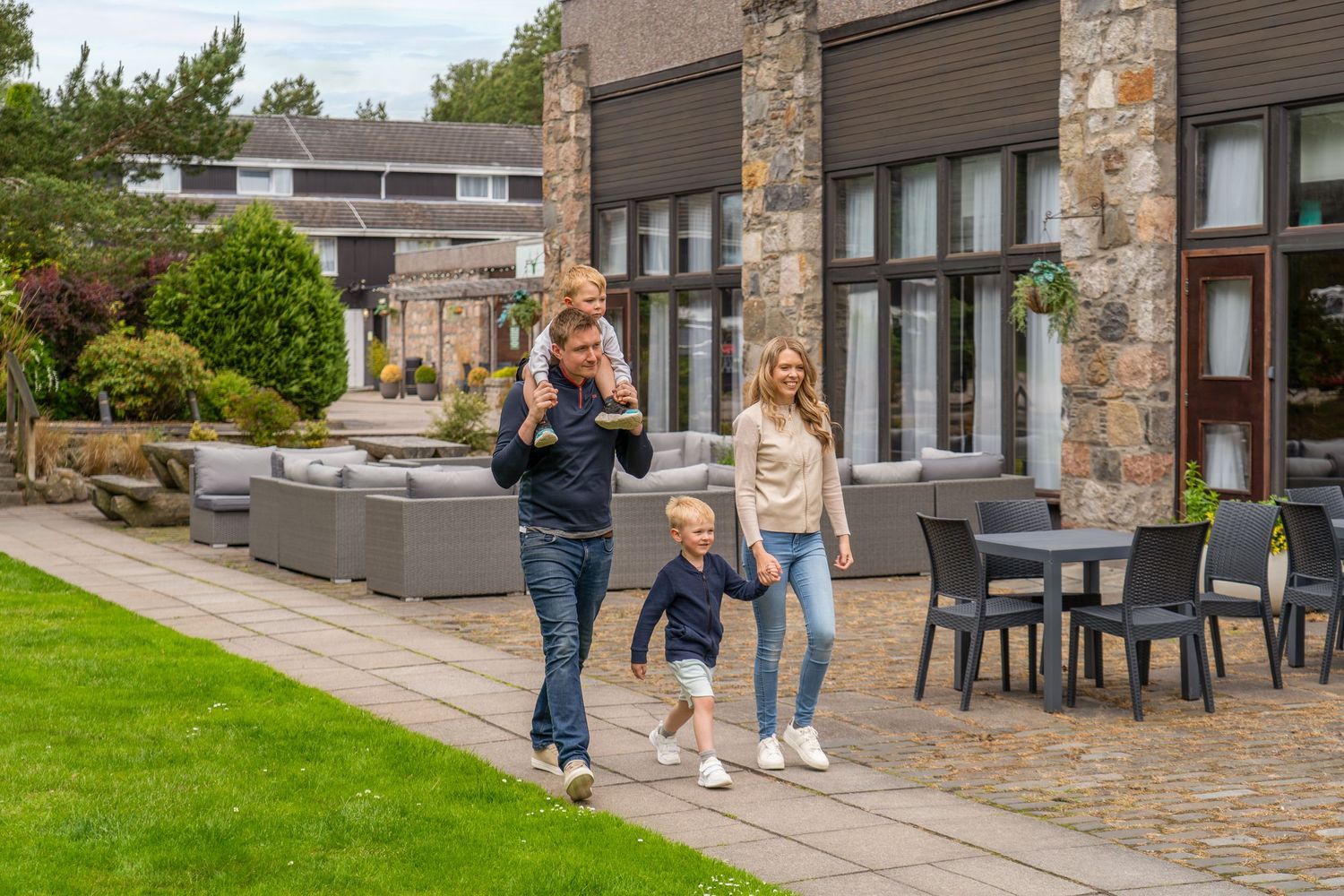 nice family walking