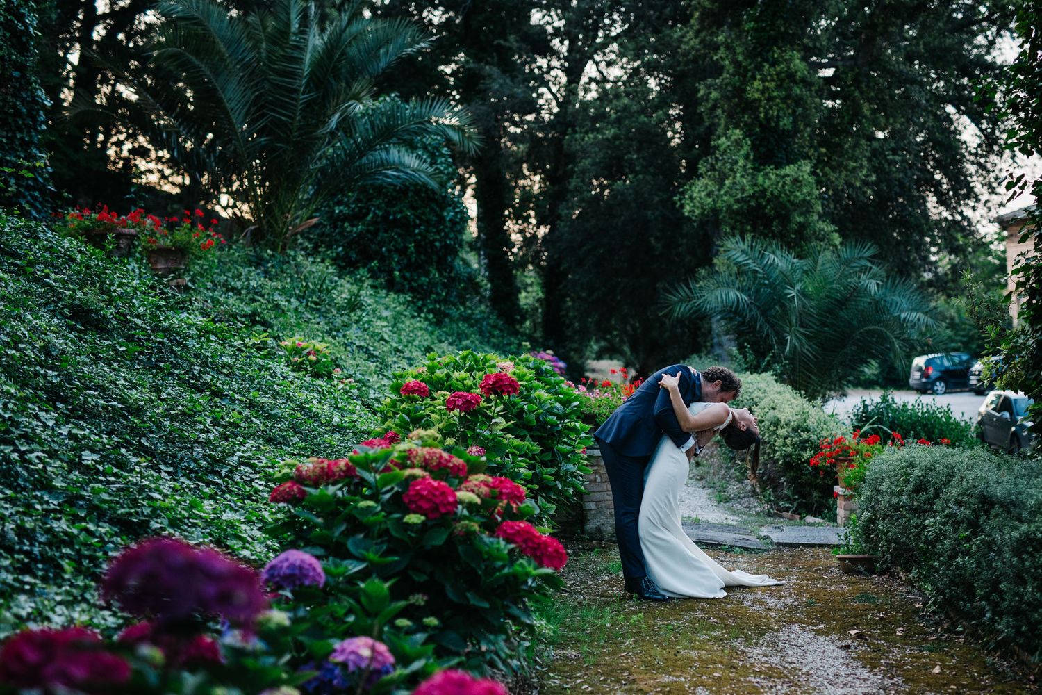 Bride and groom during a destination wedding in Le Marche, Italy