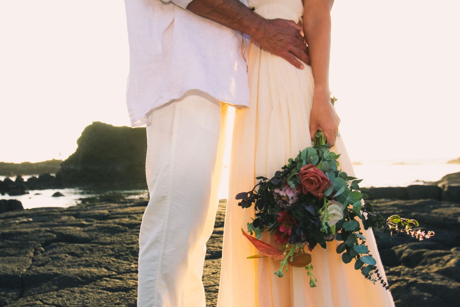 Sunset wedding couple portrait close up Big Island Hawaii photographer