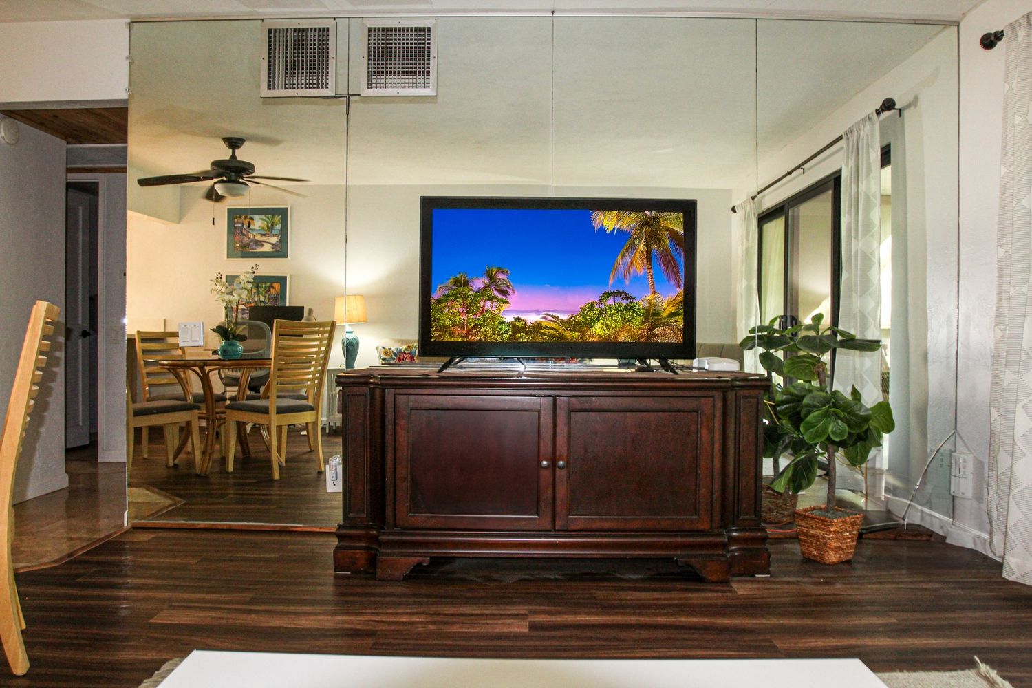 TV - Styled bedroom interior of vacation rental in Kona Hawaii