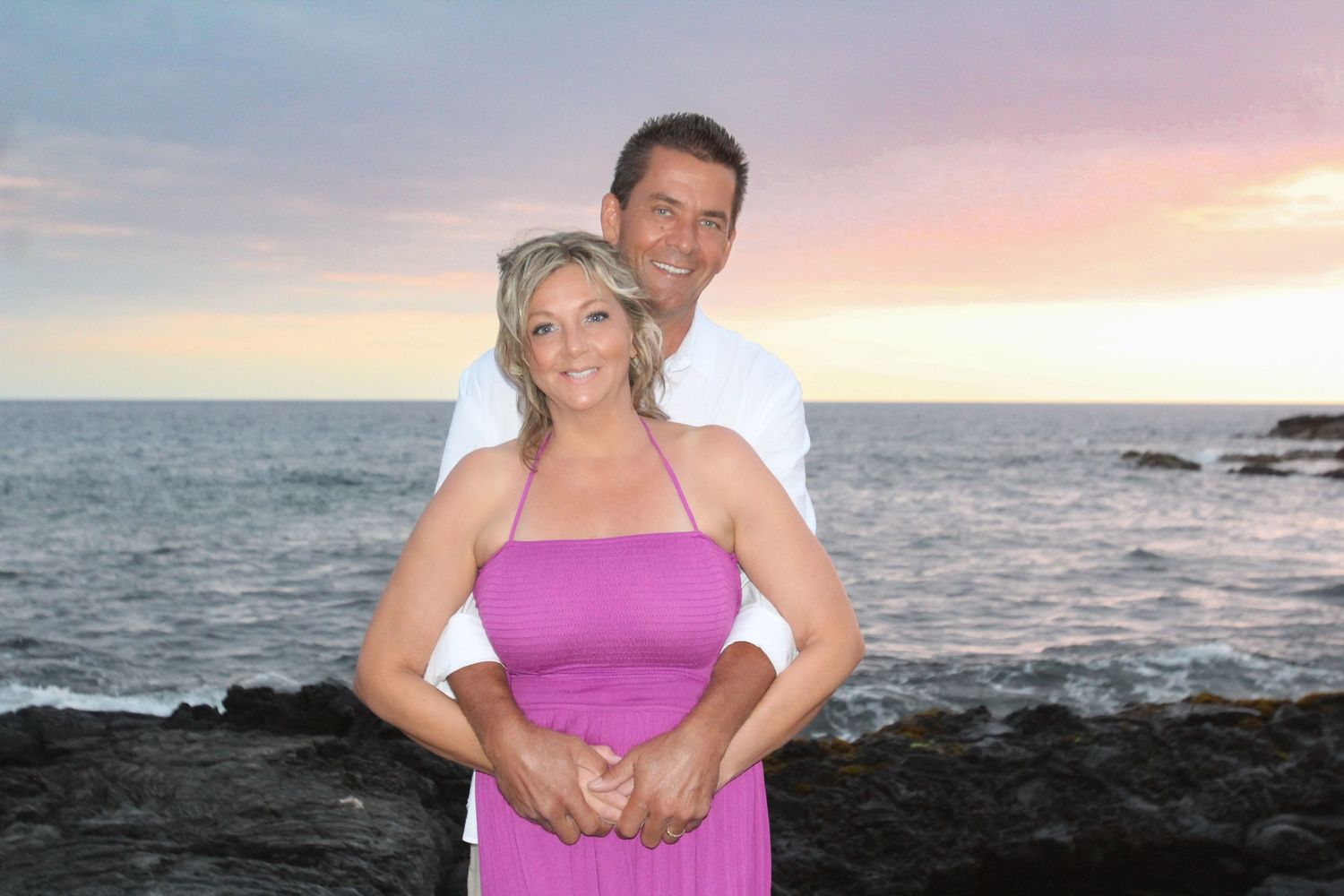 Sunset vow renewal close-up couple portrait Big Island Hawaii photographer