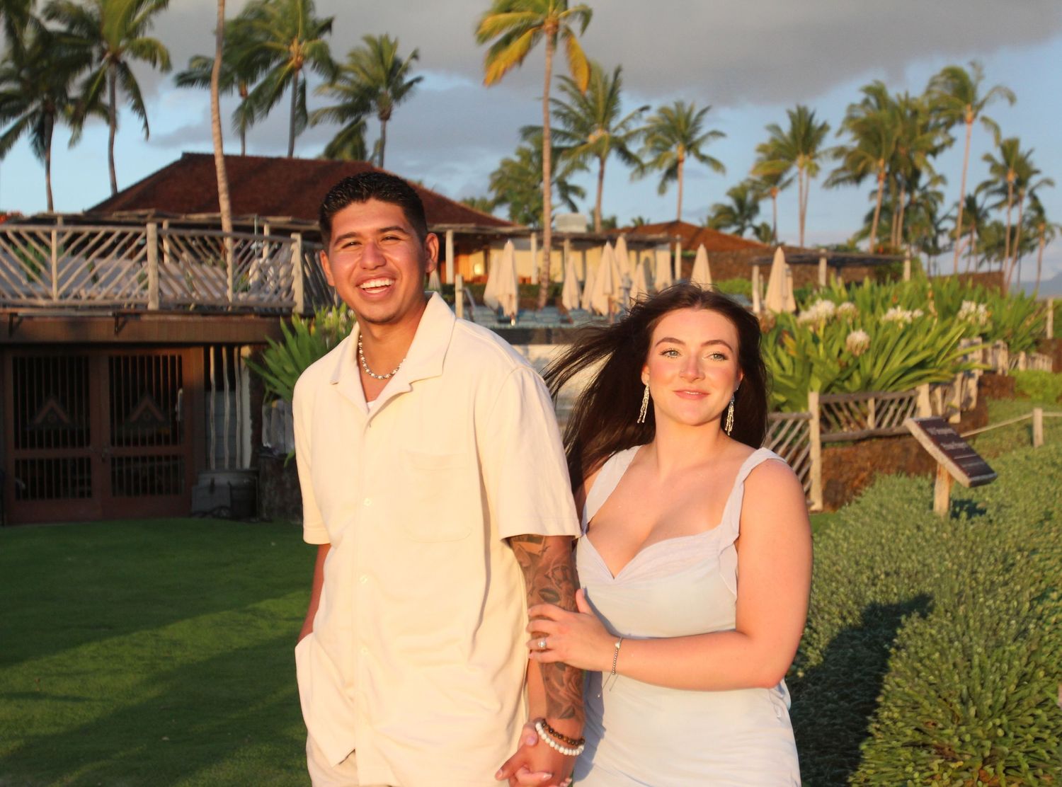 Picnic setup used for engagement photos on Kona Hawaii beach