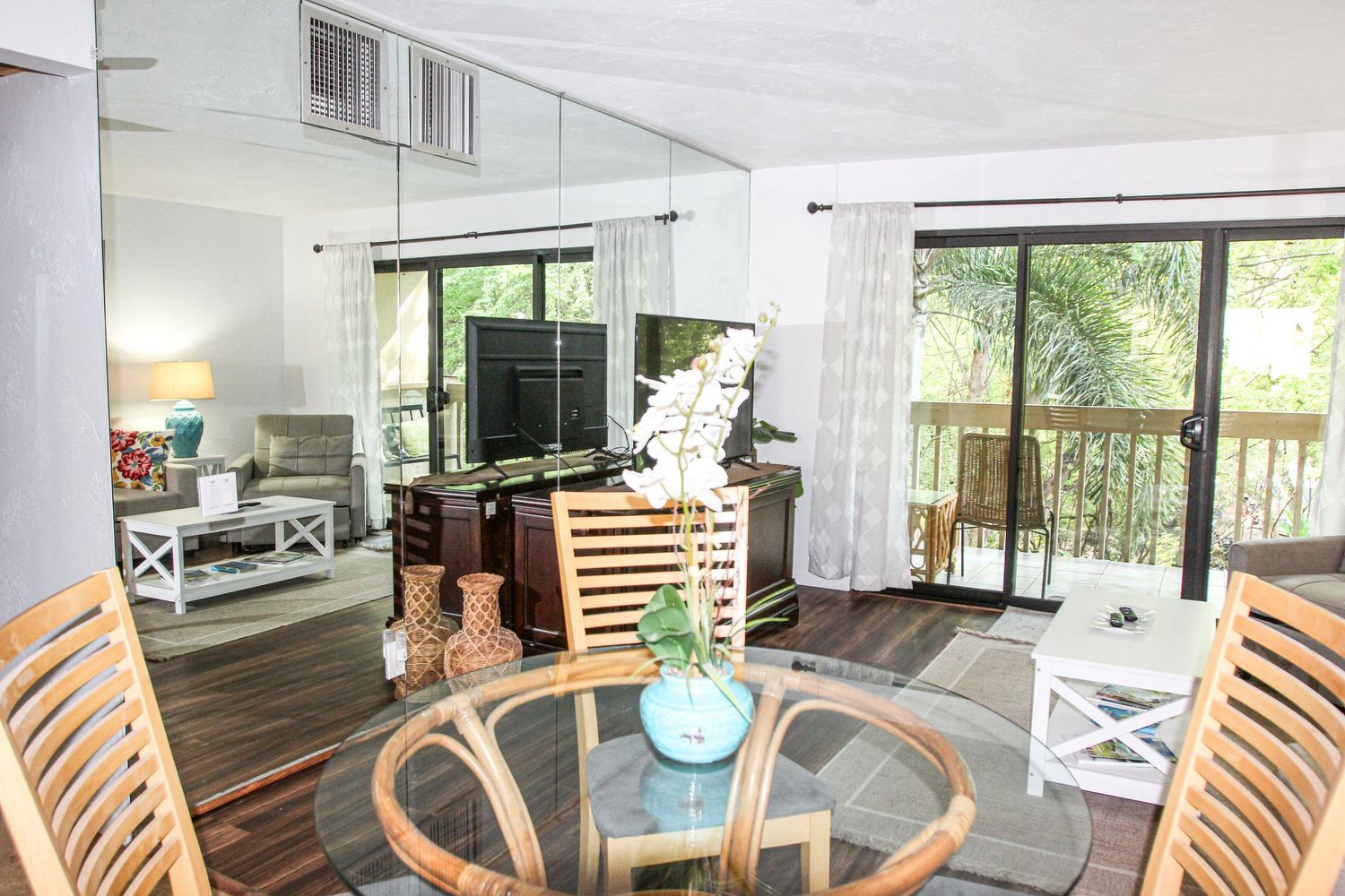 Styled livingroom interior of vacation rental in Kona Hawaii