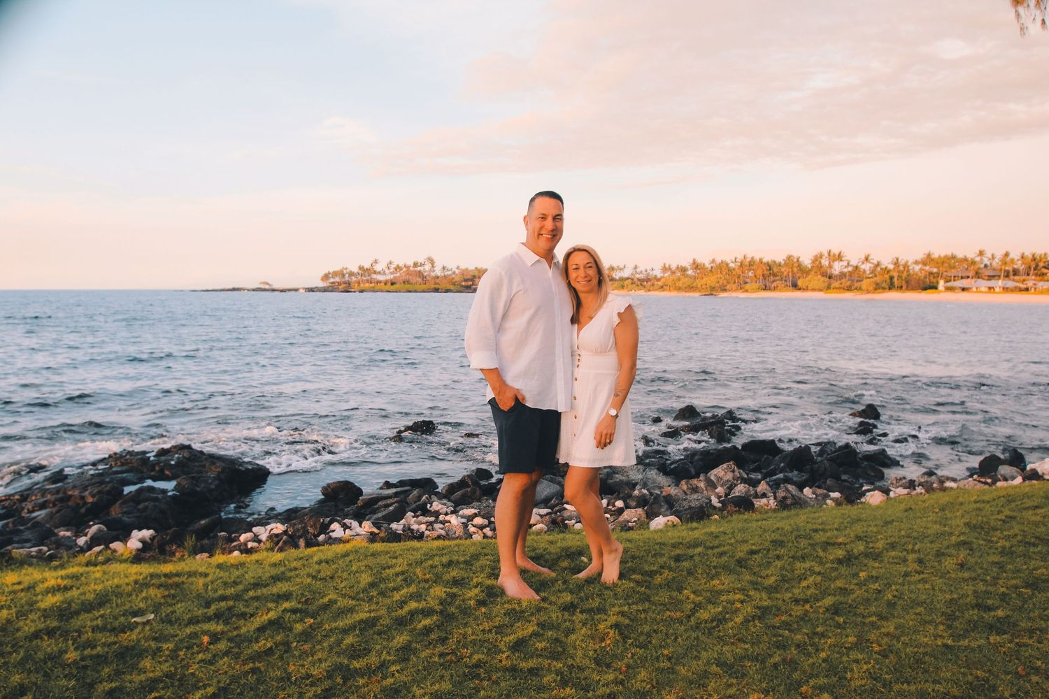 Kaikaua Point Beach Park sunset couples session Big Island Hawaii photographer