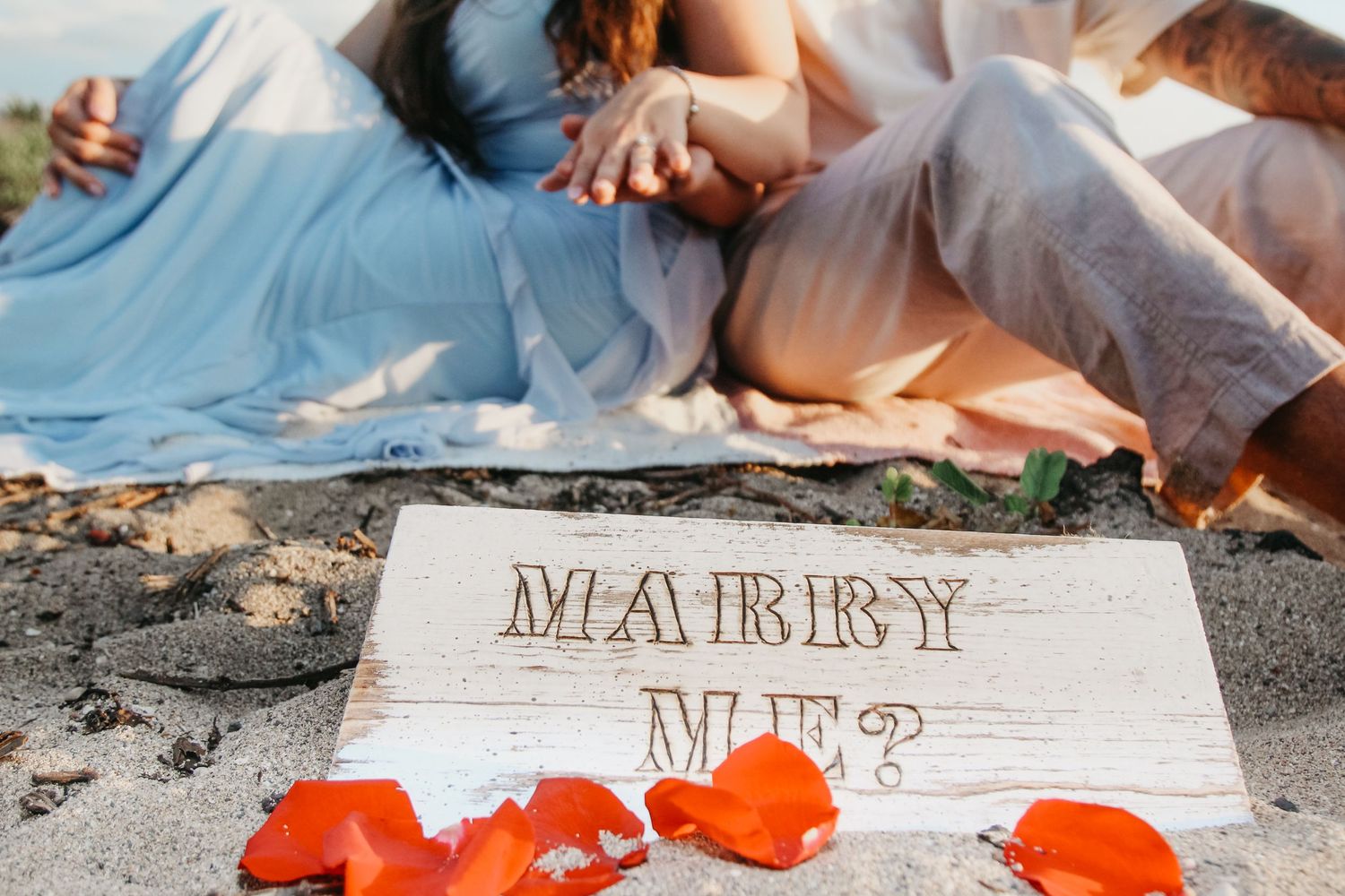 Romantic proposal setup with red roses and ocean view Kona Hawaii