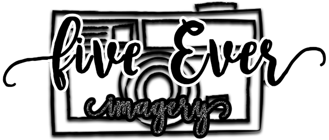 Five Ever Imagery photography studio logo featuring cursive script over a vintage camera illustration.