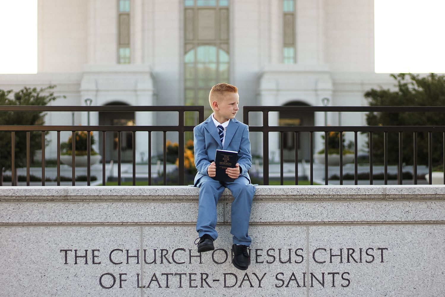 Callahan's baptism milestone photoshoot, taken at the Syracuse, UT temple.