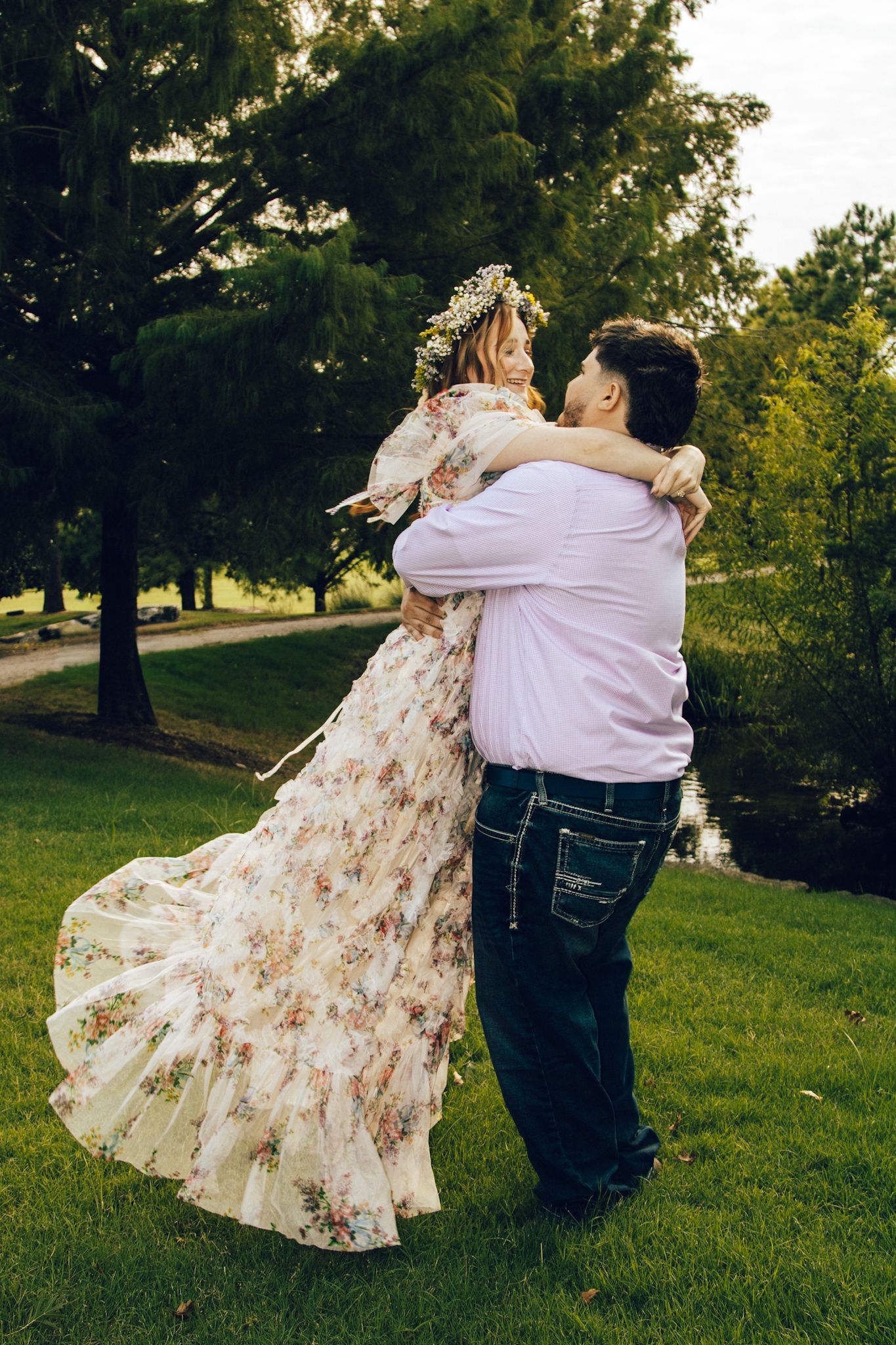 Intimate couple wedding moment