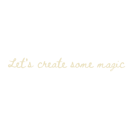 Gold cursive script reading 