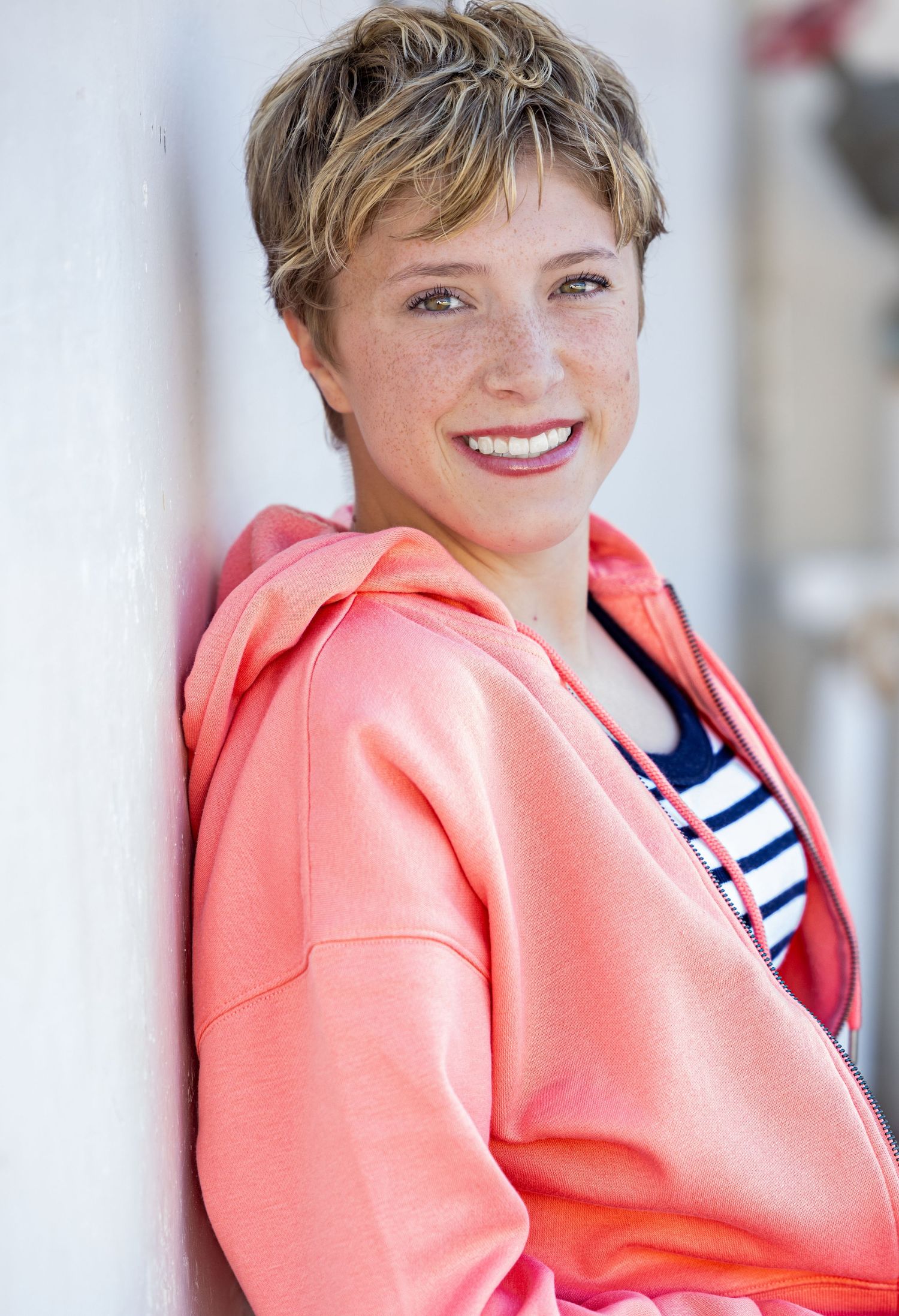girl with short hair. active lifestyle headshot