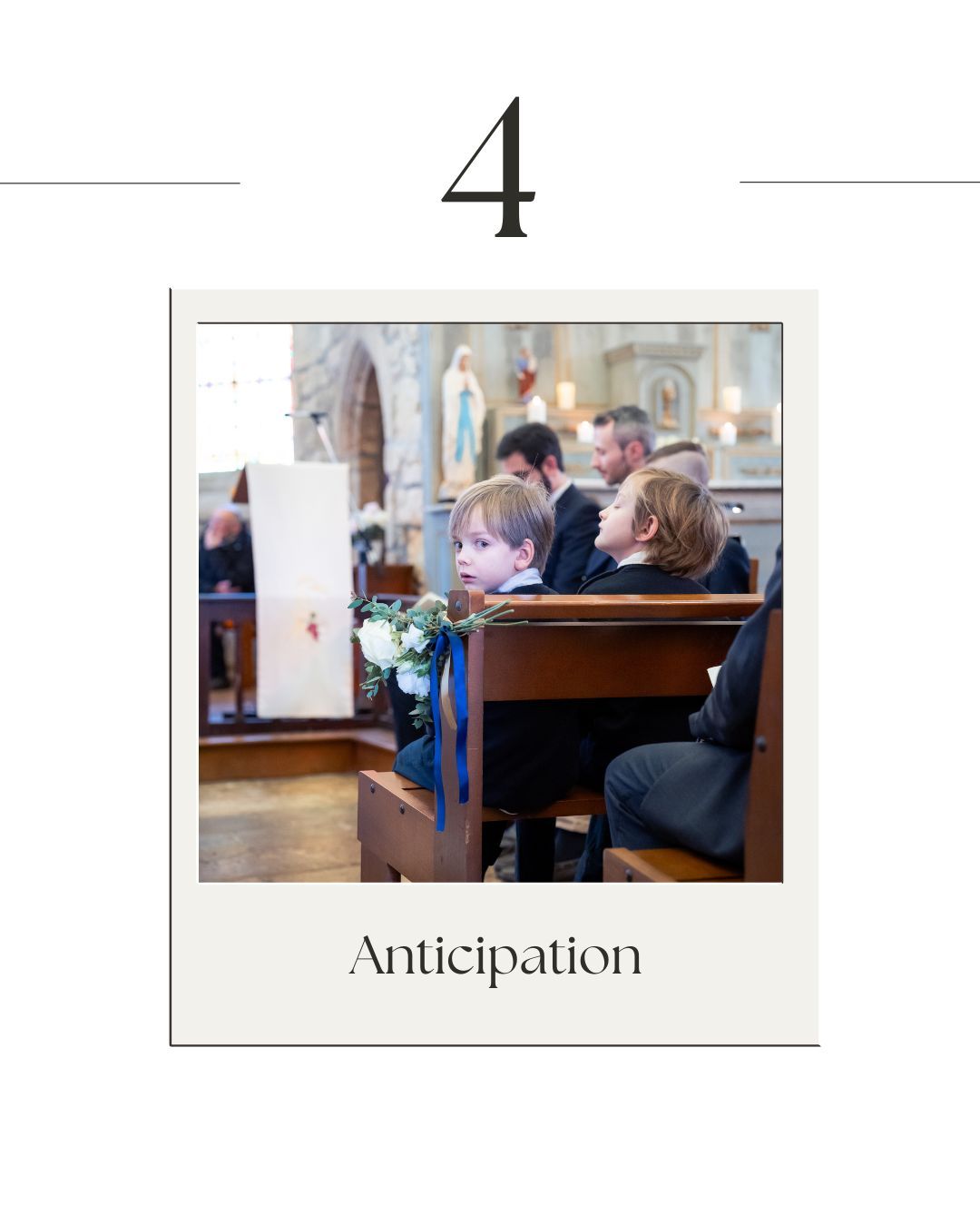 session photo pour un mariage à l'église en Bretagne, moment capté sur le regard de l'enfant.
