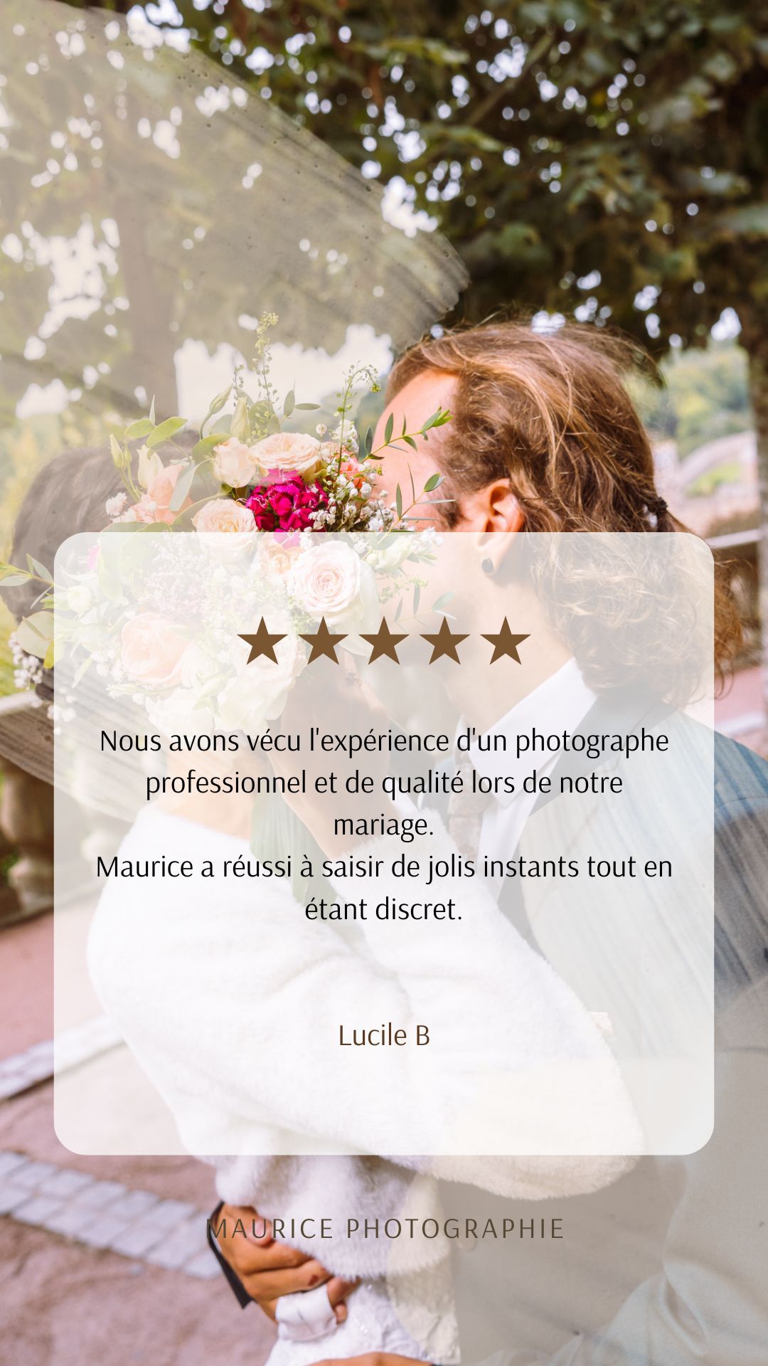 avis client suite prestation photographique, reportage de mariage, satisfait de mes services. Déplacement en Bretagne et Ille et Vilaine