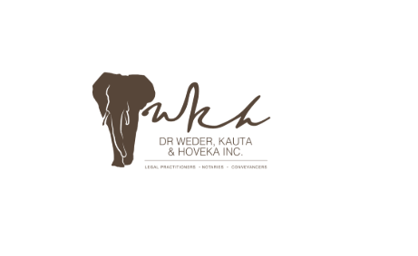 Dr Weder, Kauta & Hoveka Inc. law firm logo featuring a brown elephant silhouette and stylized WKH monogram.