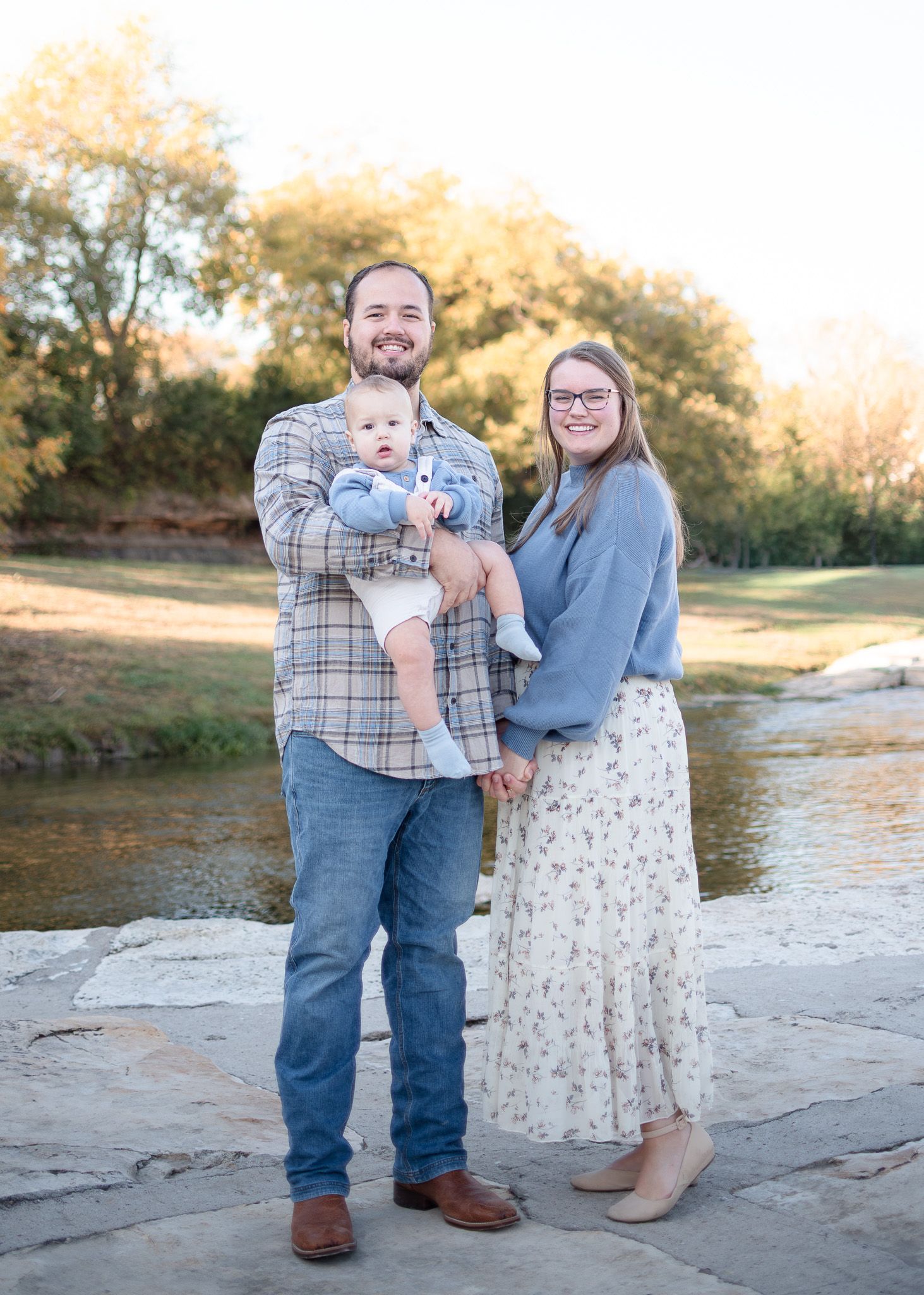 Family standing together during session at Nolan Creek in Belton Texas