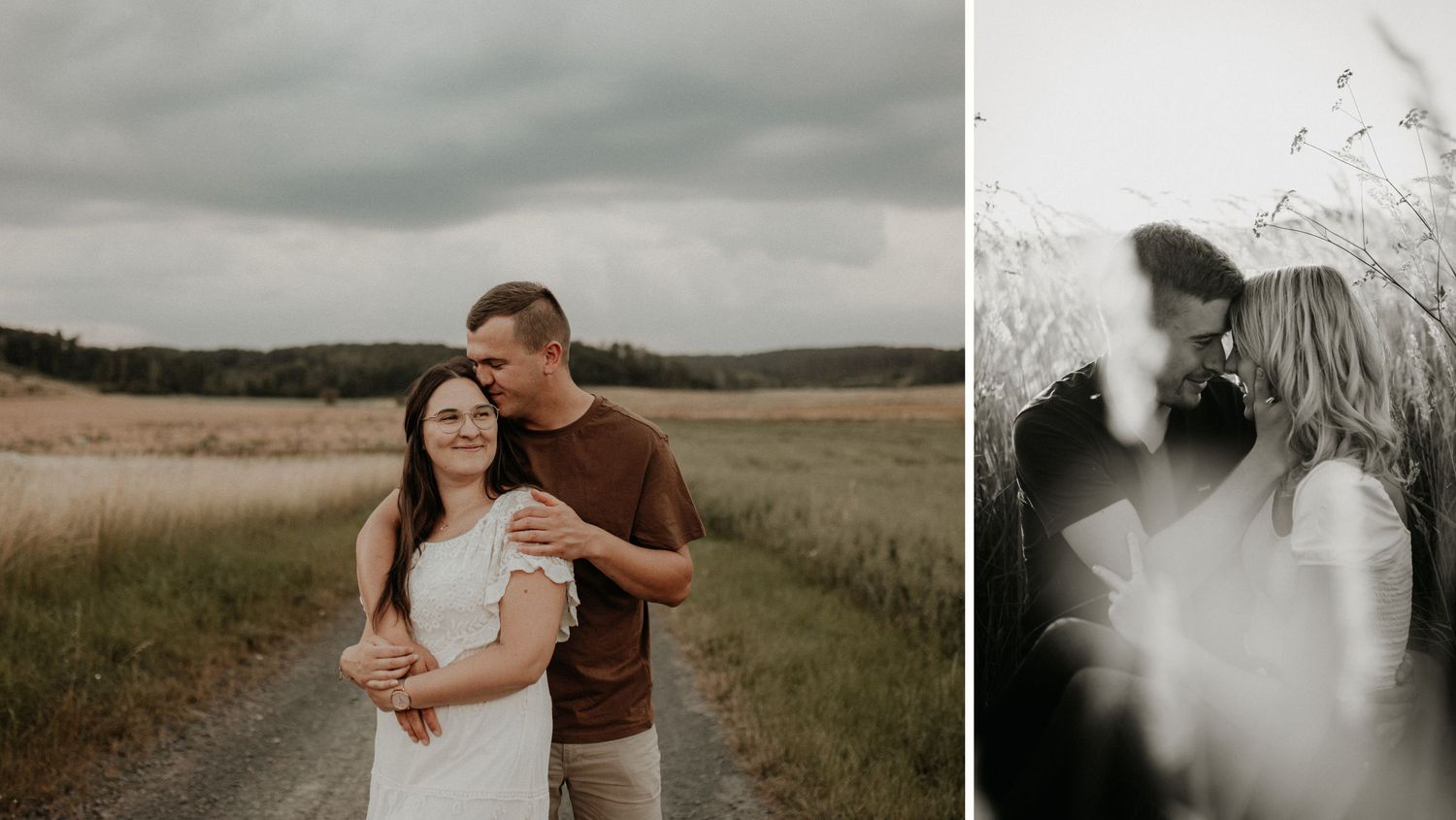Paare genießen ihr Shooting an einer idyllischen Location in Unterfranken – emotionale, ungestellte Fotos
