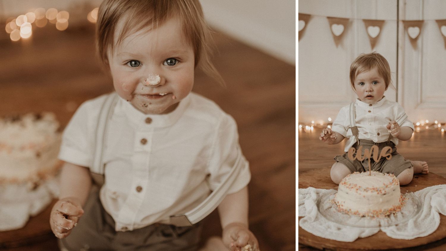 Einjährige beim Fotoshooting im Tageslichtatelier im Boho-Stil in Coburg – natürliche, emotionale Kinderfotografie