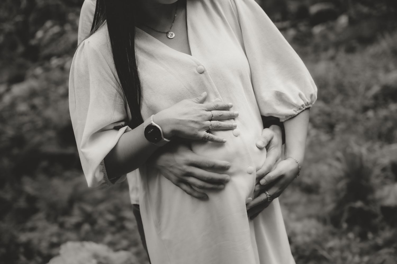 Close-up shots showing tender moments between two people in a natural setting.