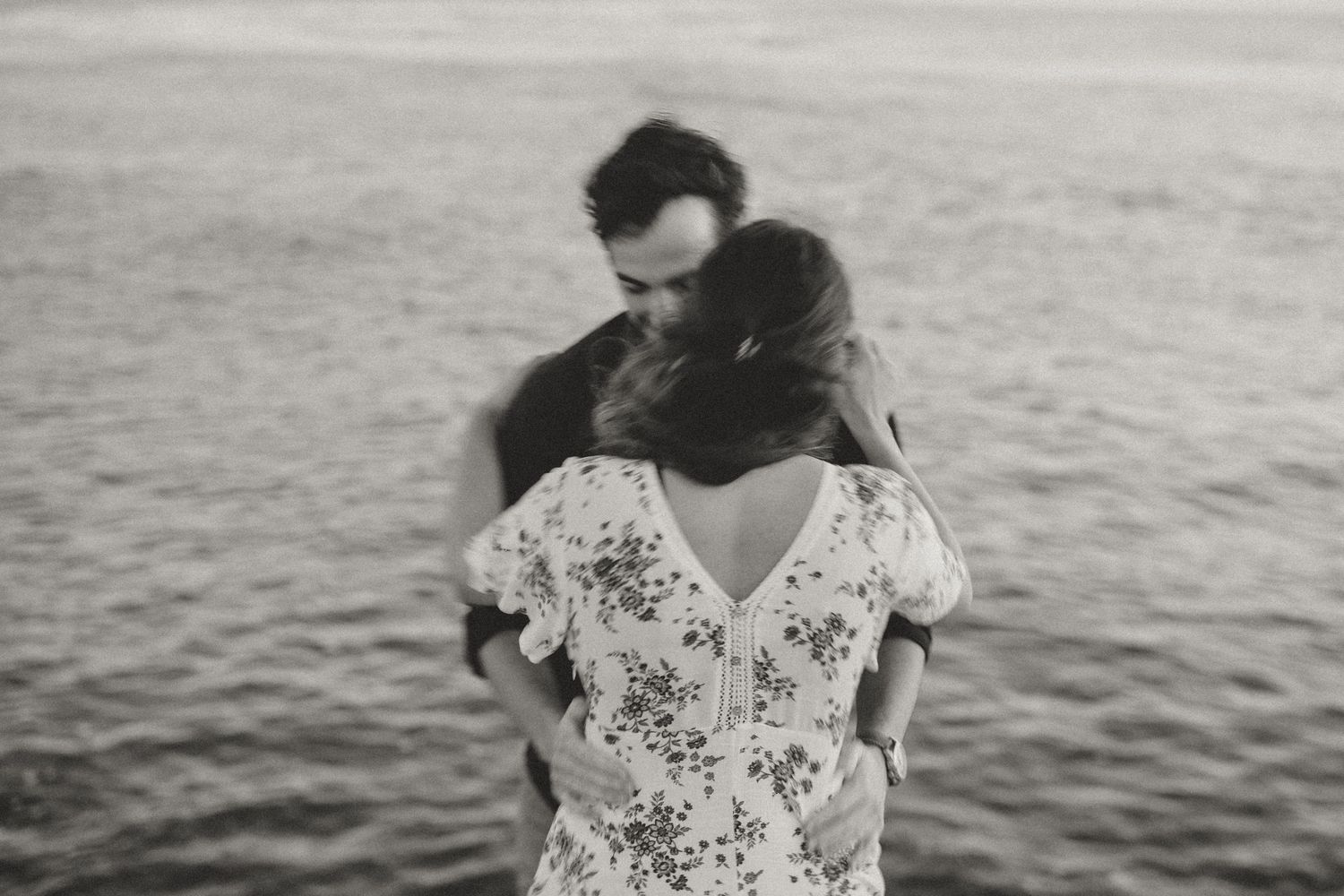 Black and white series of romantic waterfront photographs.