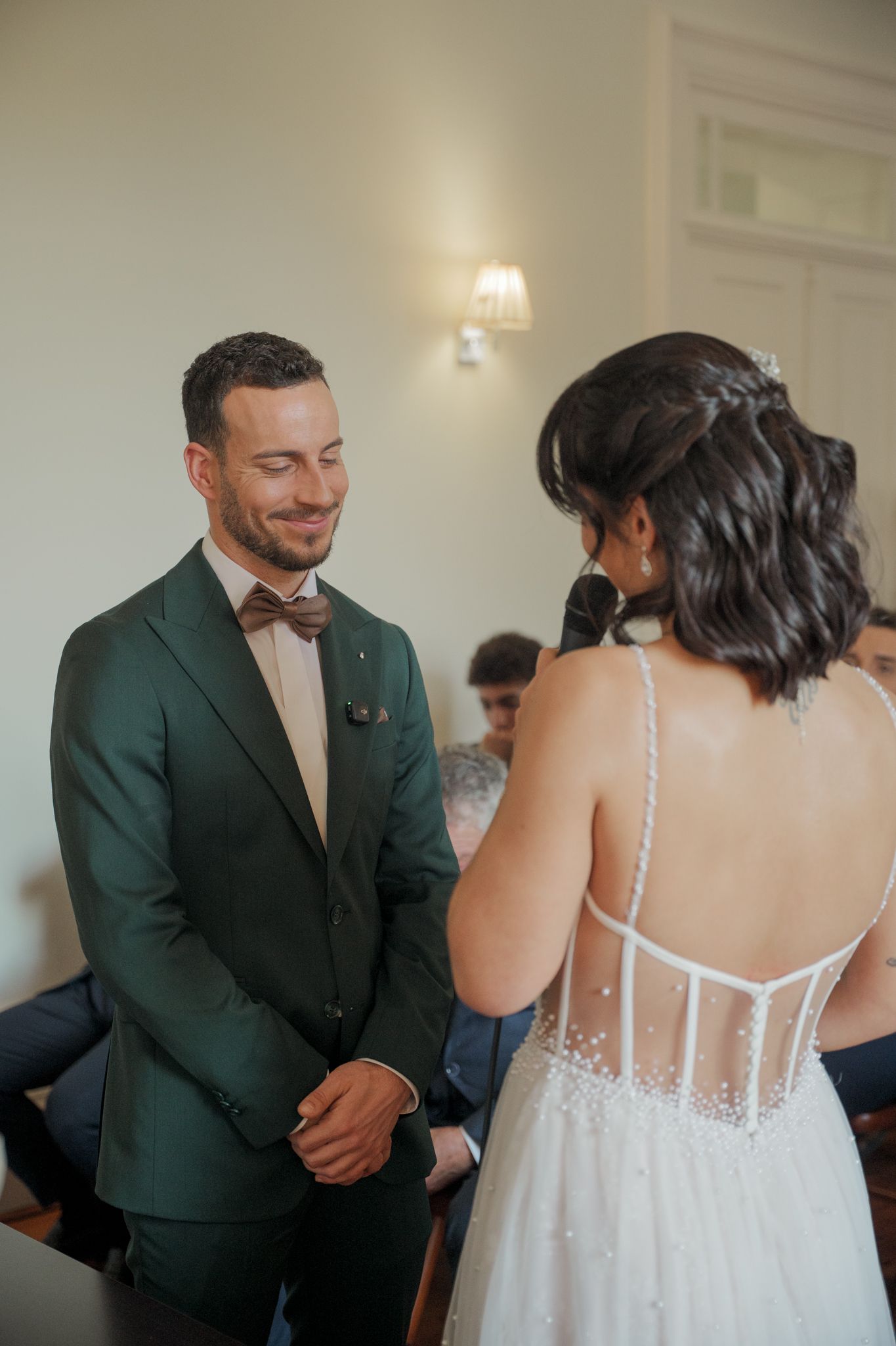 First look sequence showing a couple's emotional reaction during their wedding day.