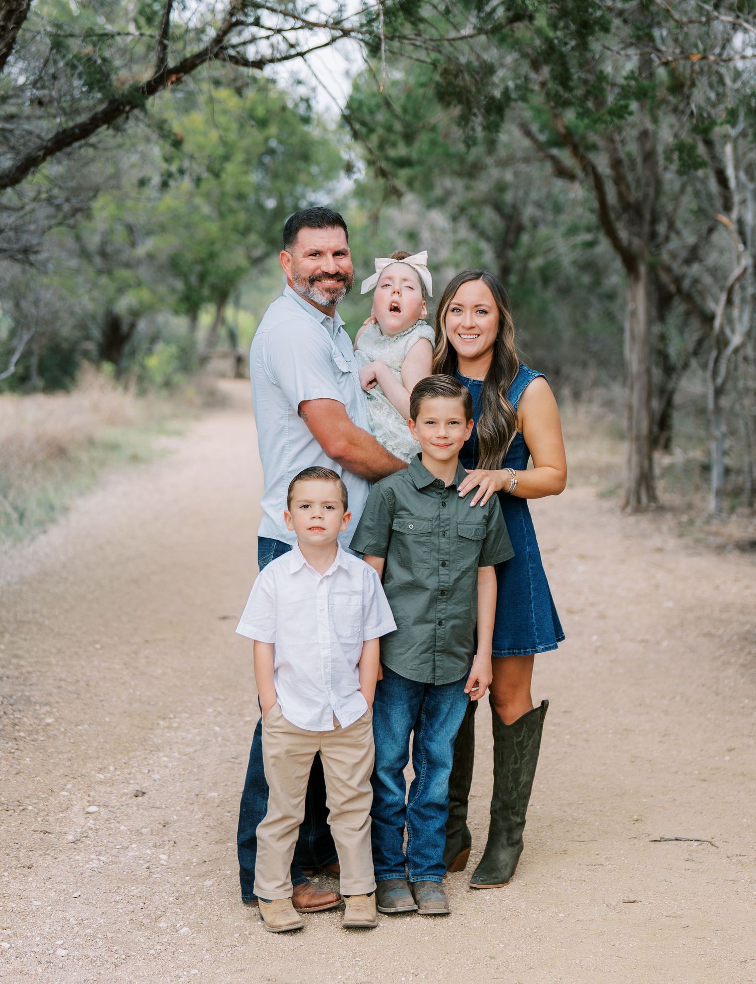 Family of five together during a San Antonio outdoor family photography session