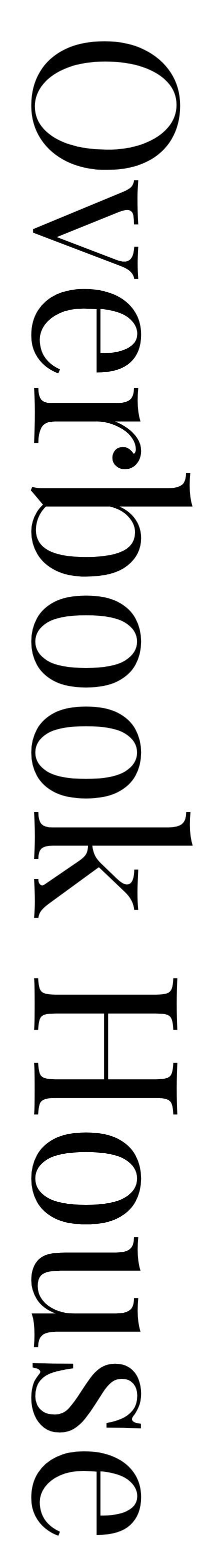 The text 'overlook house' in vertical black serif typography.