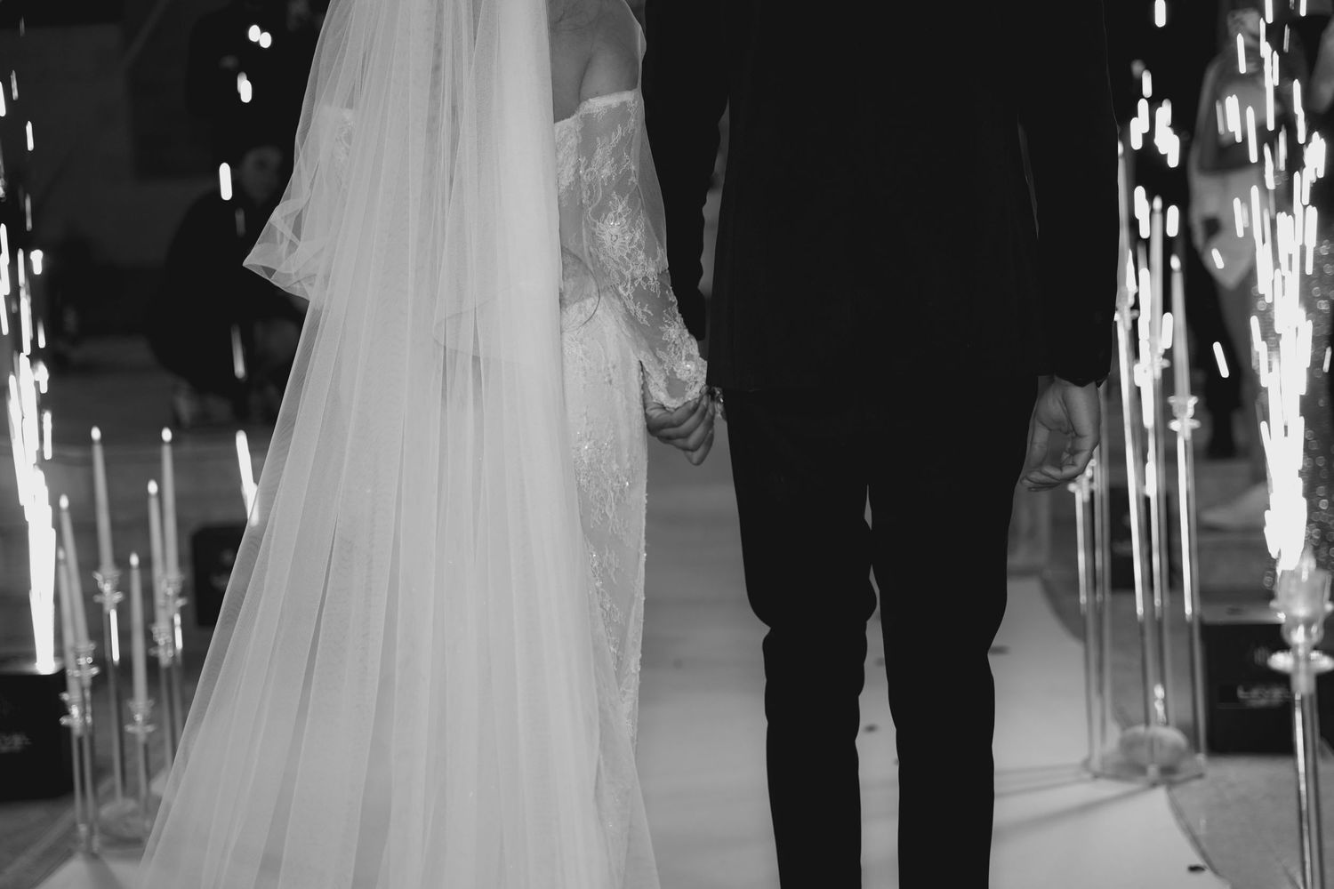 Elegant wedding ceremony sequence showing couple's romantic moments in black and white photography.