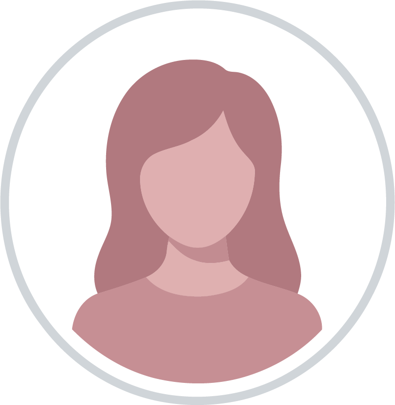 Generic female avatar icon with long brown hair and a neutral expression on a white circular background.