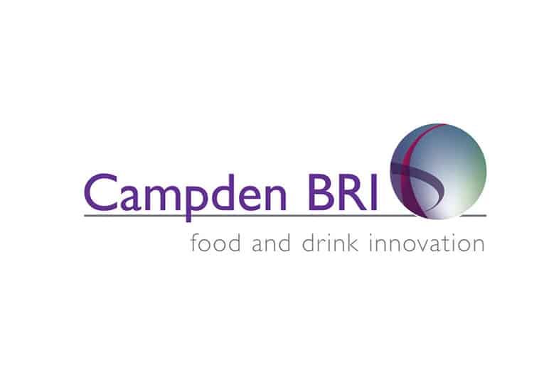 Campden BRI food and drink innovation logo with purple text and globe graphic.