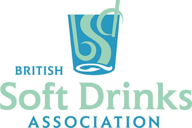 British Soft Drinks Association logo featuring a teal drinking glass with a straw and green text on white background.