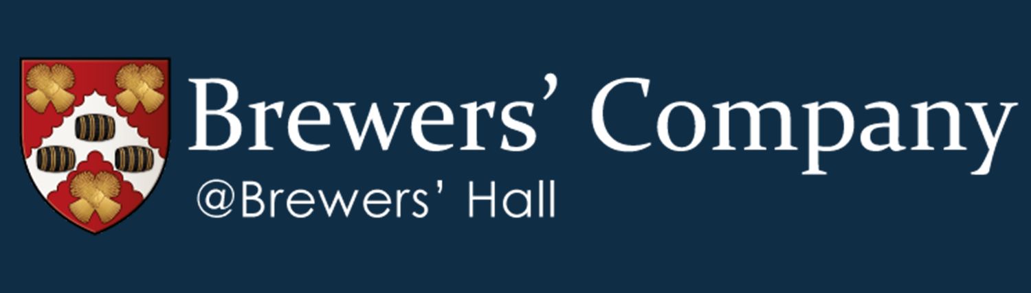 Brewers' Company at Brewers' Hall logo featuring a traditional heraldic shield emblem on a navy blue background.