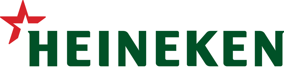 Heineken green logo with bold text and red star, iconic branding of the world-famous Dutch beer company.
