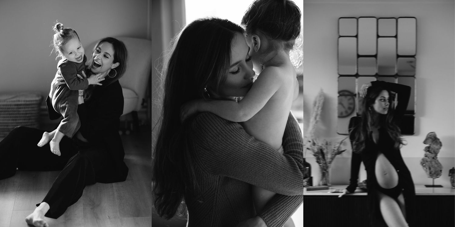 Black and white series of intimate family moments and embraces.