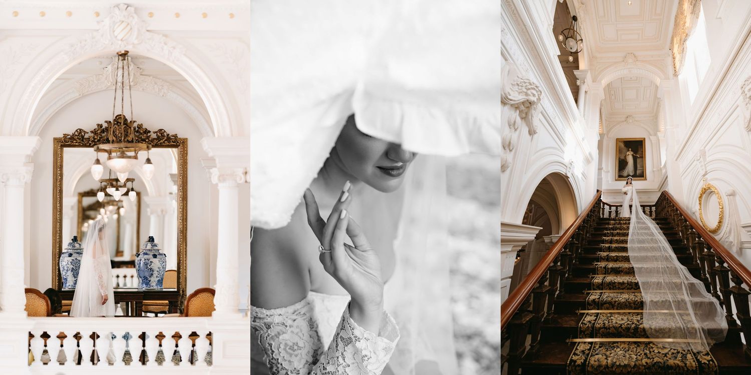 Wedding venue details featuring elegant architecture and classic design elements.