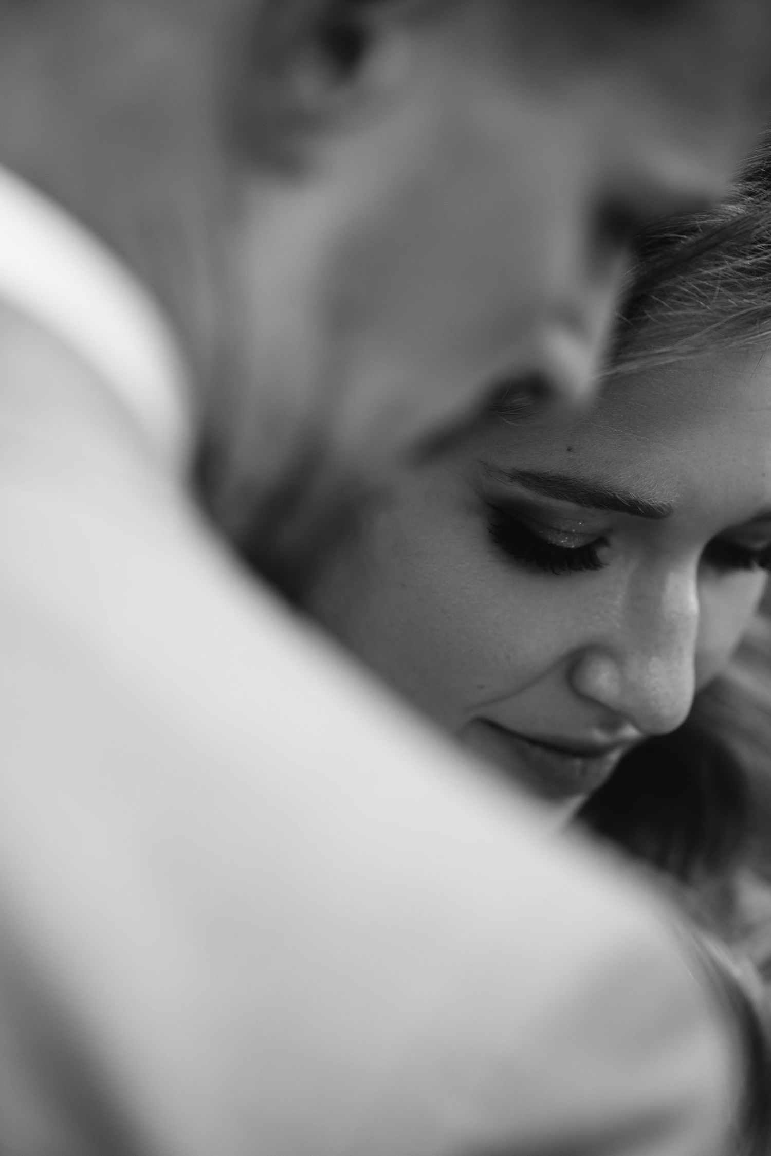 Artistic black and white close-up wedding photography details.
