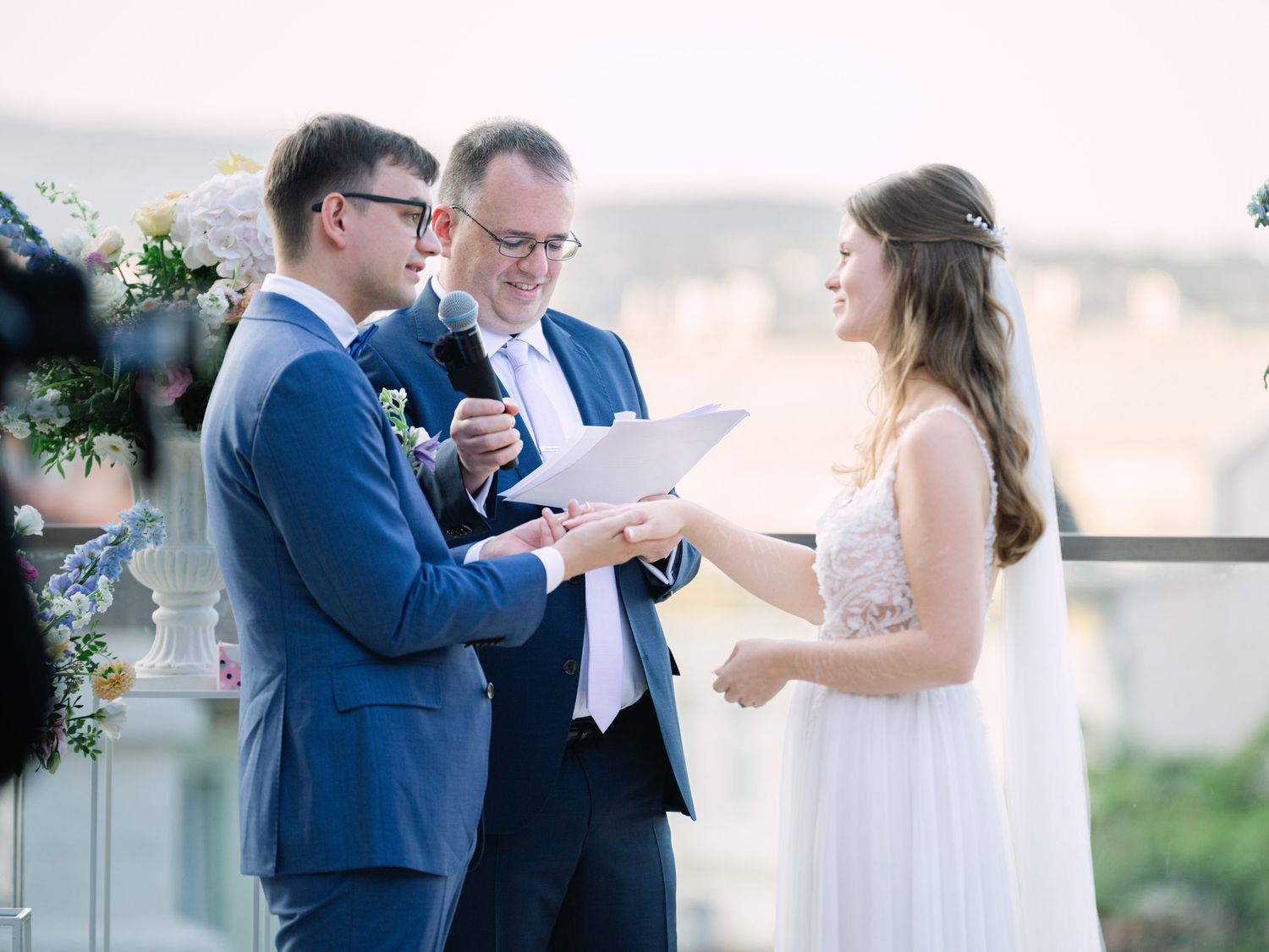 Vibrant couple during their wedding ceremony at Aranybástya Restaurant in Budapest, captured by Hang Pham for a destination wedding