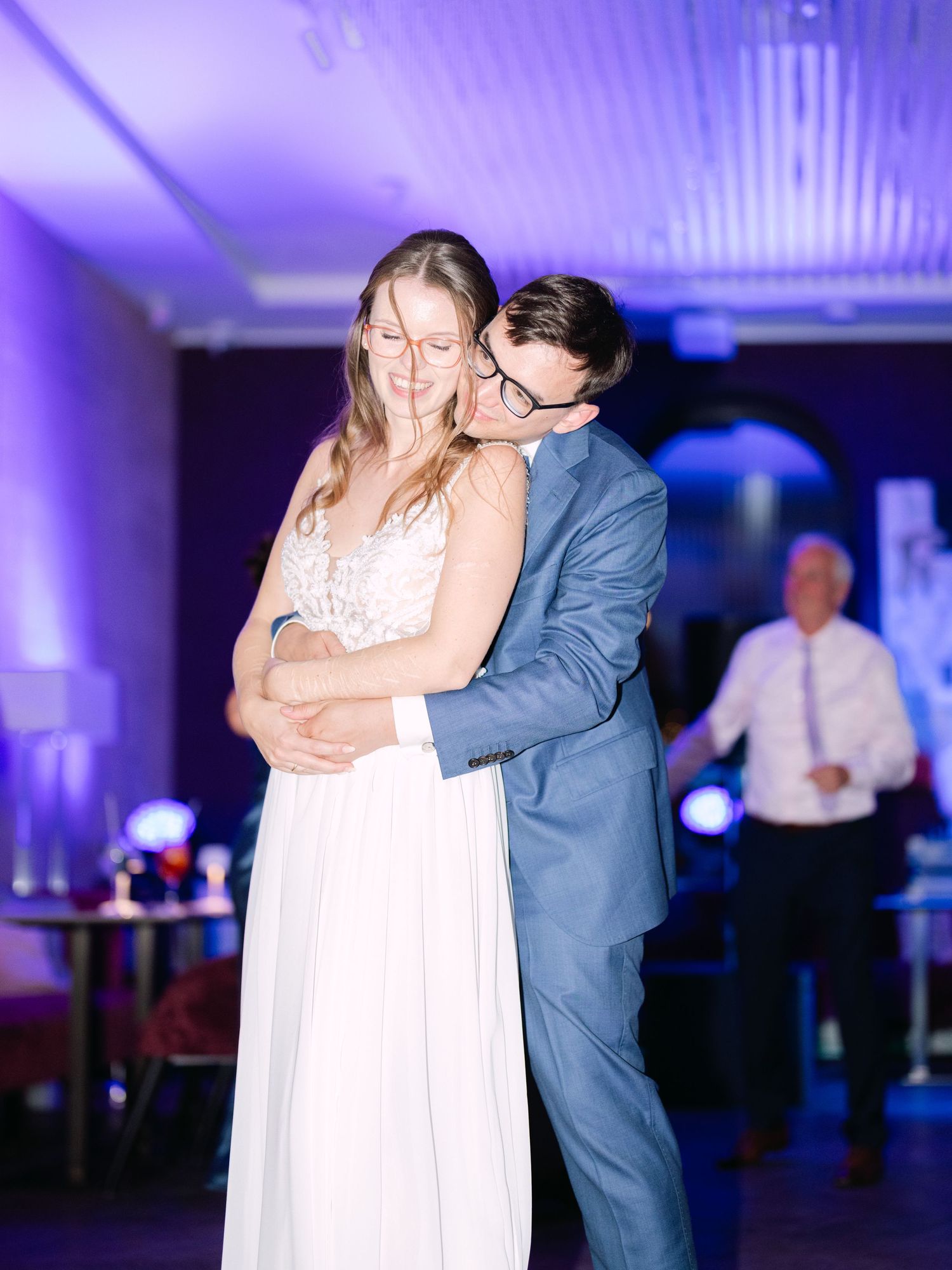 Vibrant party scene at an intimate destination wedding hosted at Aranybástya Restaurant in Budapest, capturing joyful celebration moments