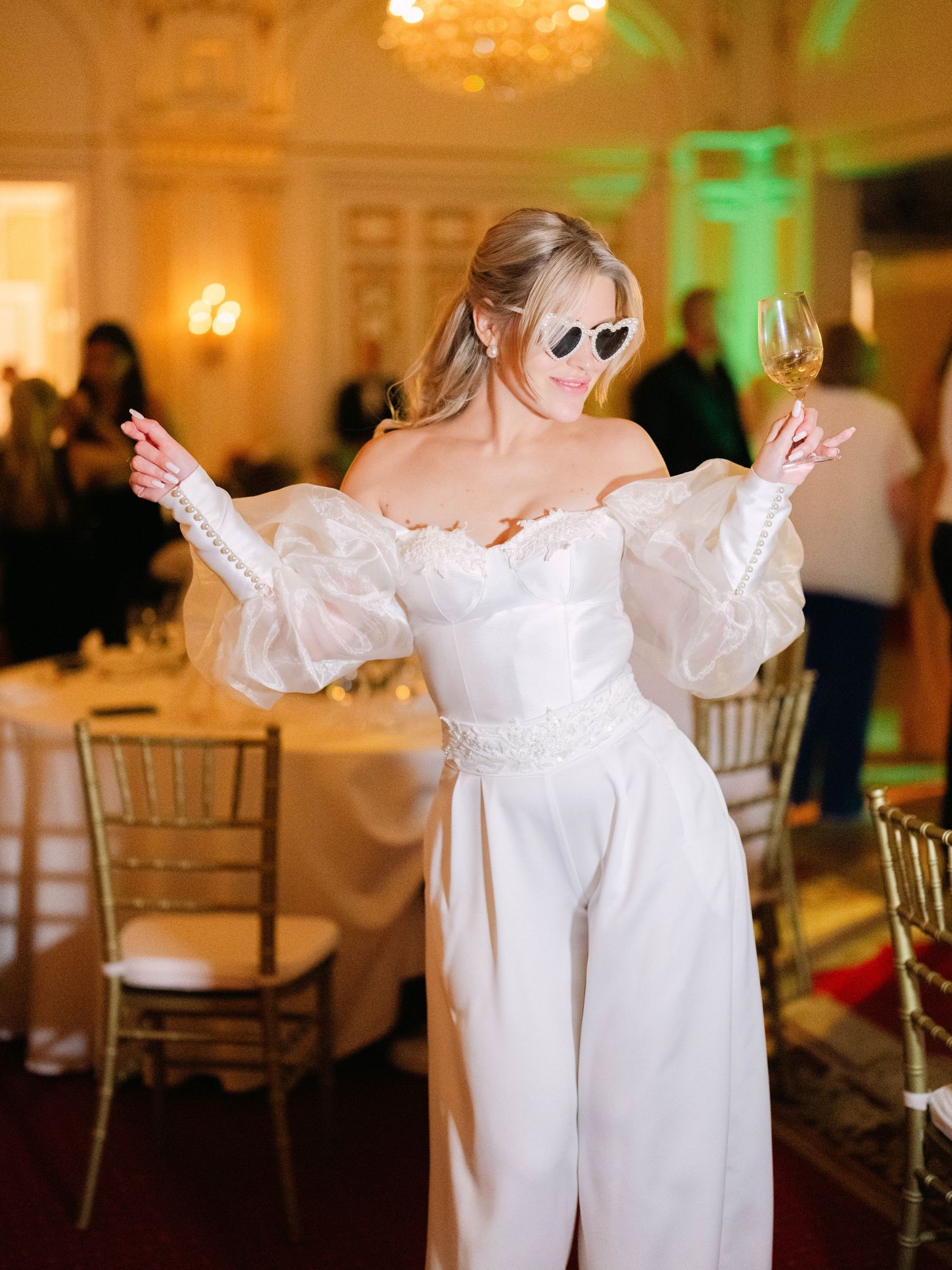Flash shot of bride at Gundel Restaurant Budapest during a luxury destination wedding, captured in an elegant and timeless moment