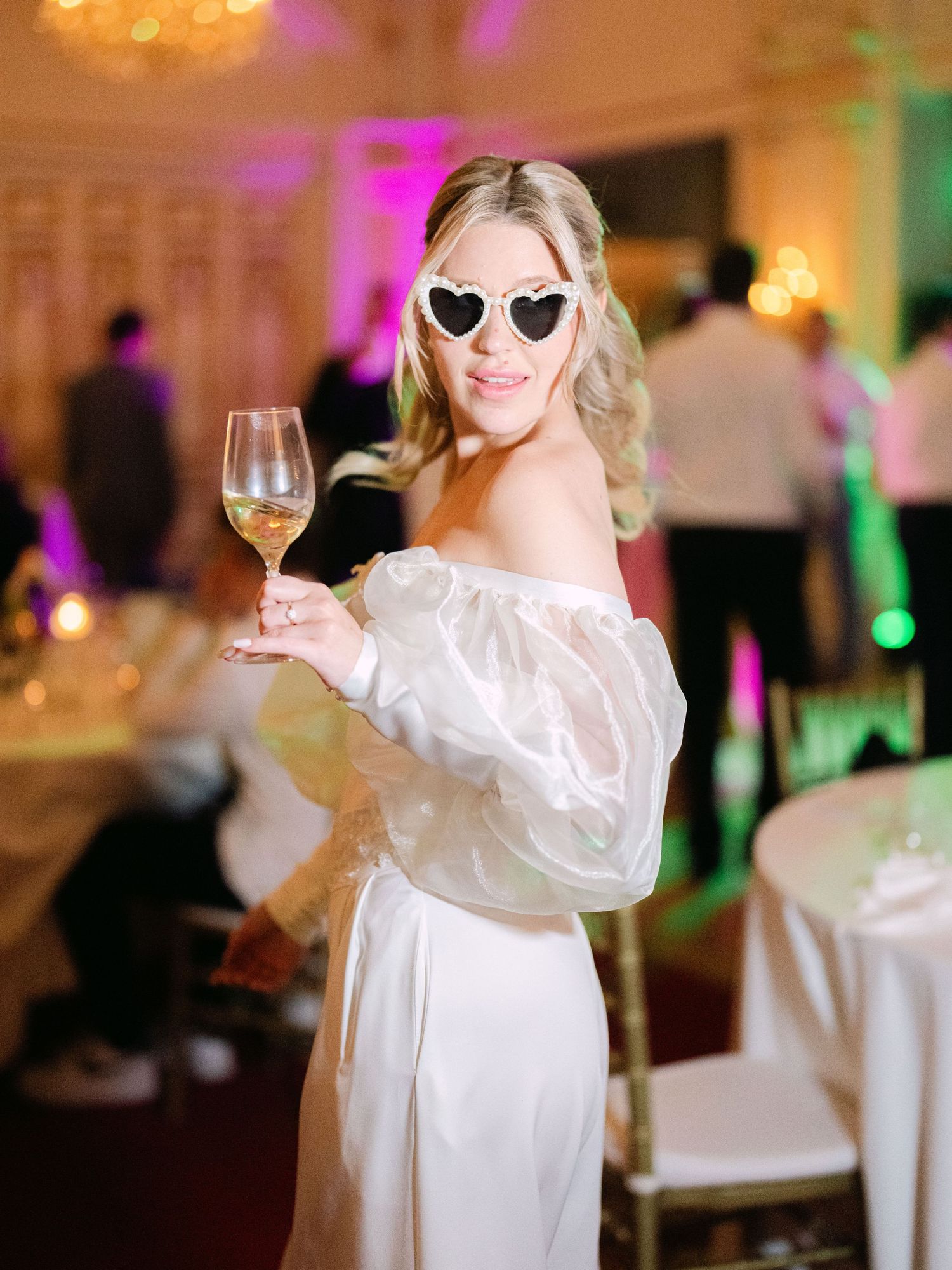 Flash shot of bride at Gundel Restaurant Budapest during a luxury destination wedding, captured in an elegant and timeless moment