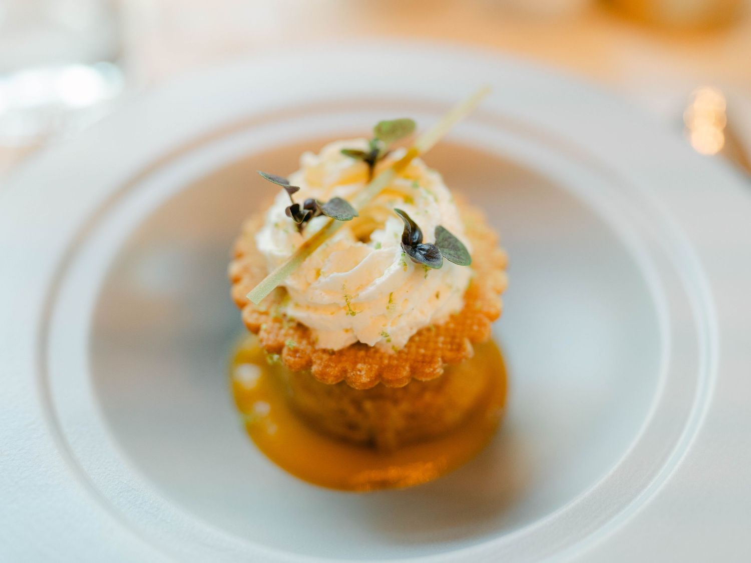 Fine dining dessert served at Budapest's iconic Matild Café and Cabaret, offering an elegant culinary experience in a historic setting