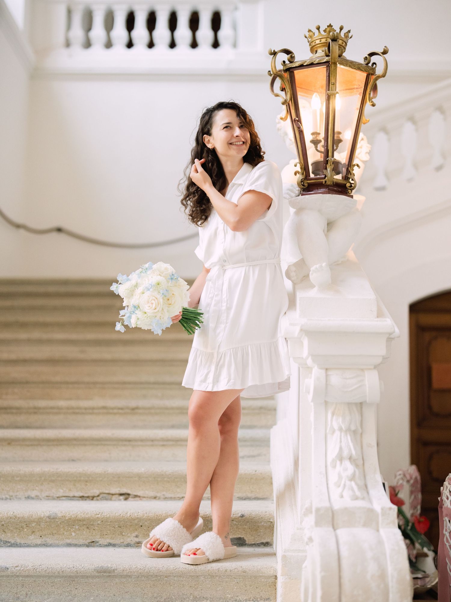 Bridal portrait in an elegant Austrian castle featuring timeless architecture and luxurious details, captured during a destination wedding