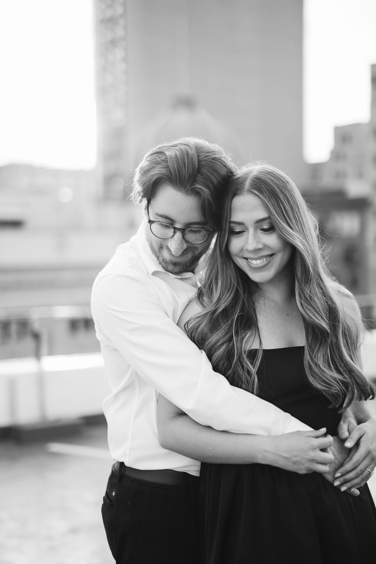 A black and white photo series capturing intimate moments between a couple.