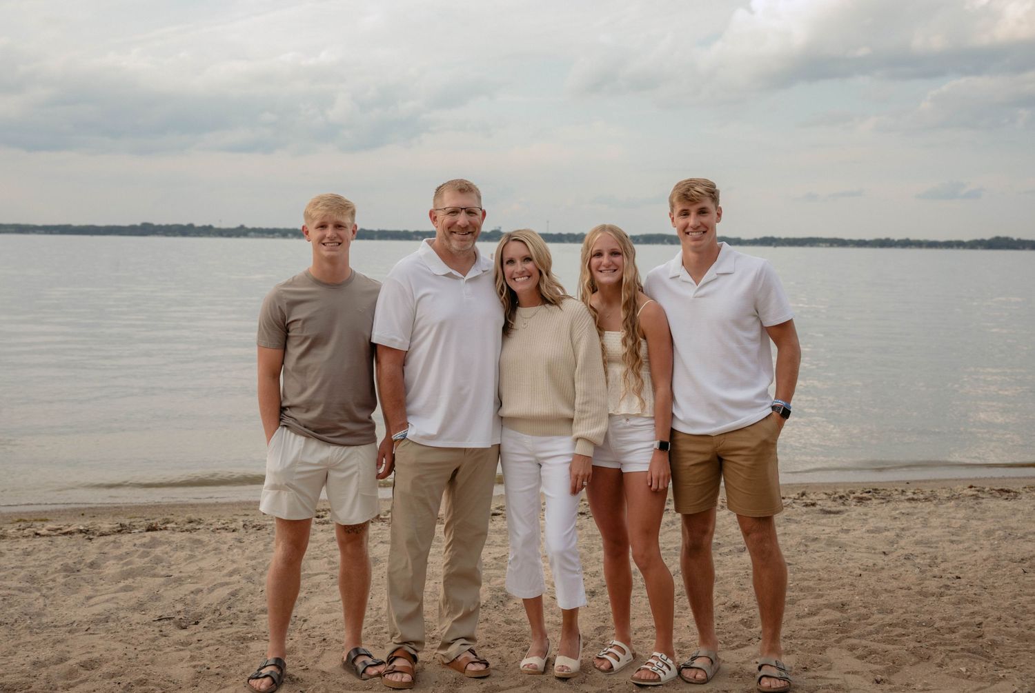 family portrait in clear lake iowa by the lake