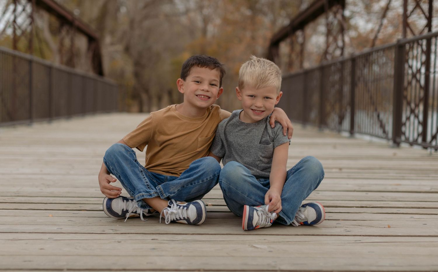 brothers on a bridge in clarion iowa