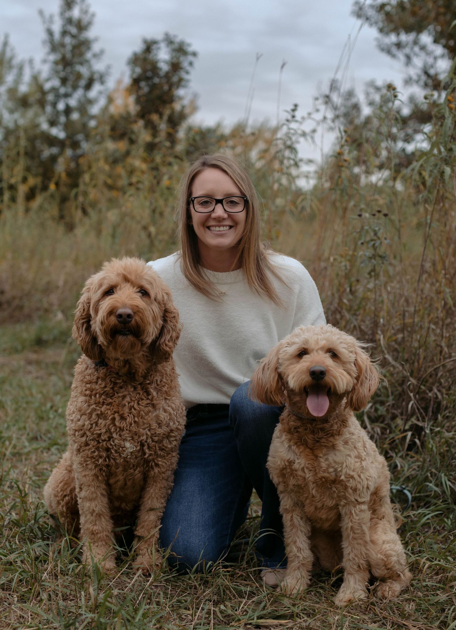 portrait with two dogs