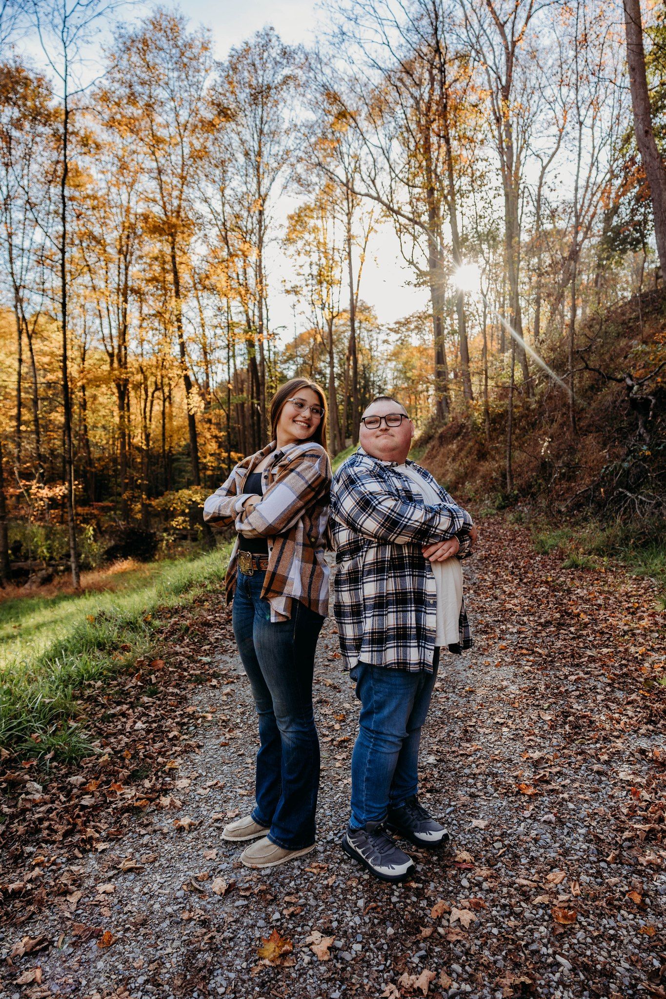 Two rays of sunshines posing on a nature trail in Apollo PA
