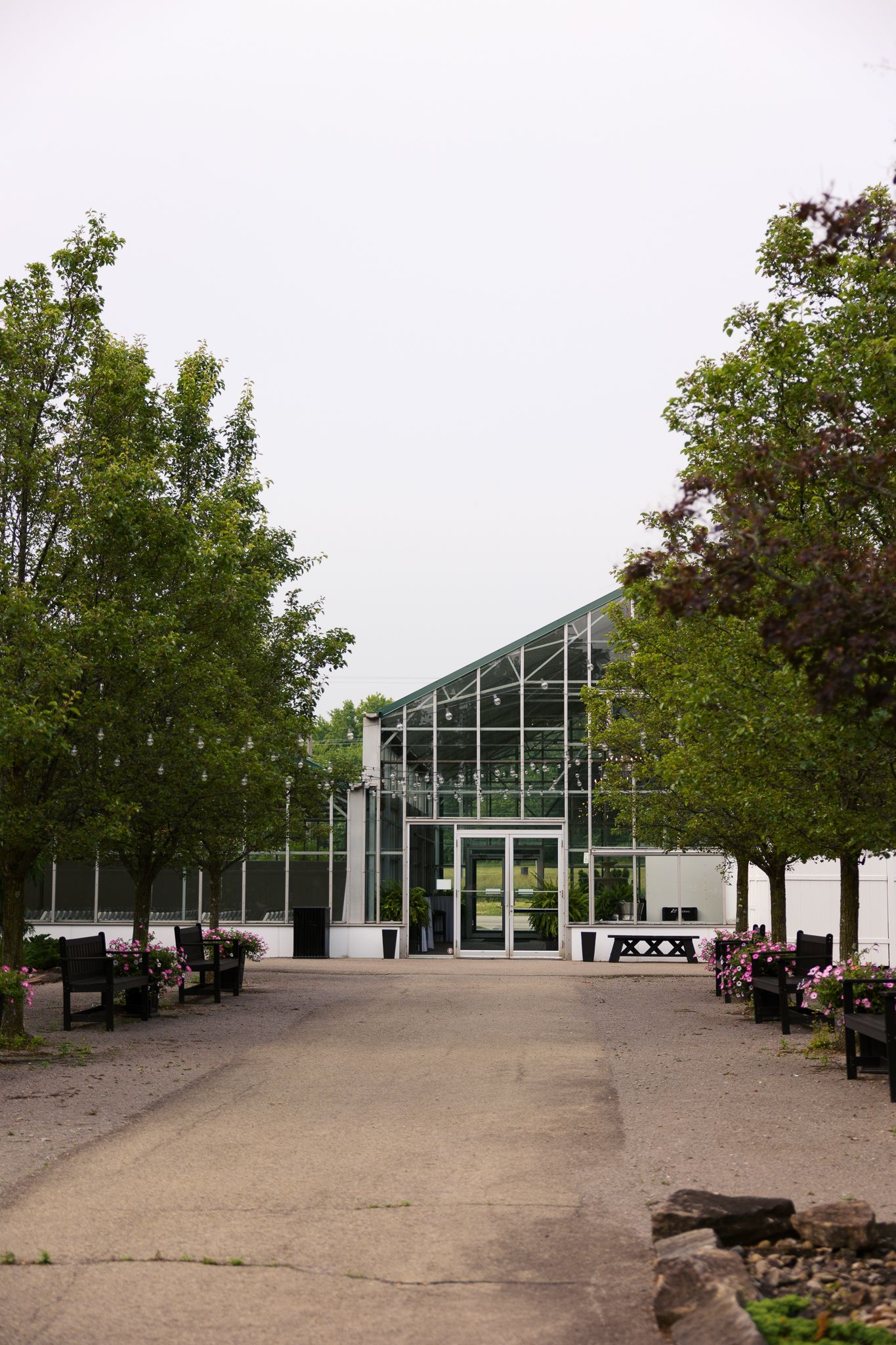 courtyard view of The Atrium all season wedding venue in Butler PA