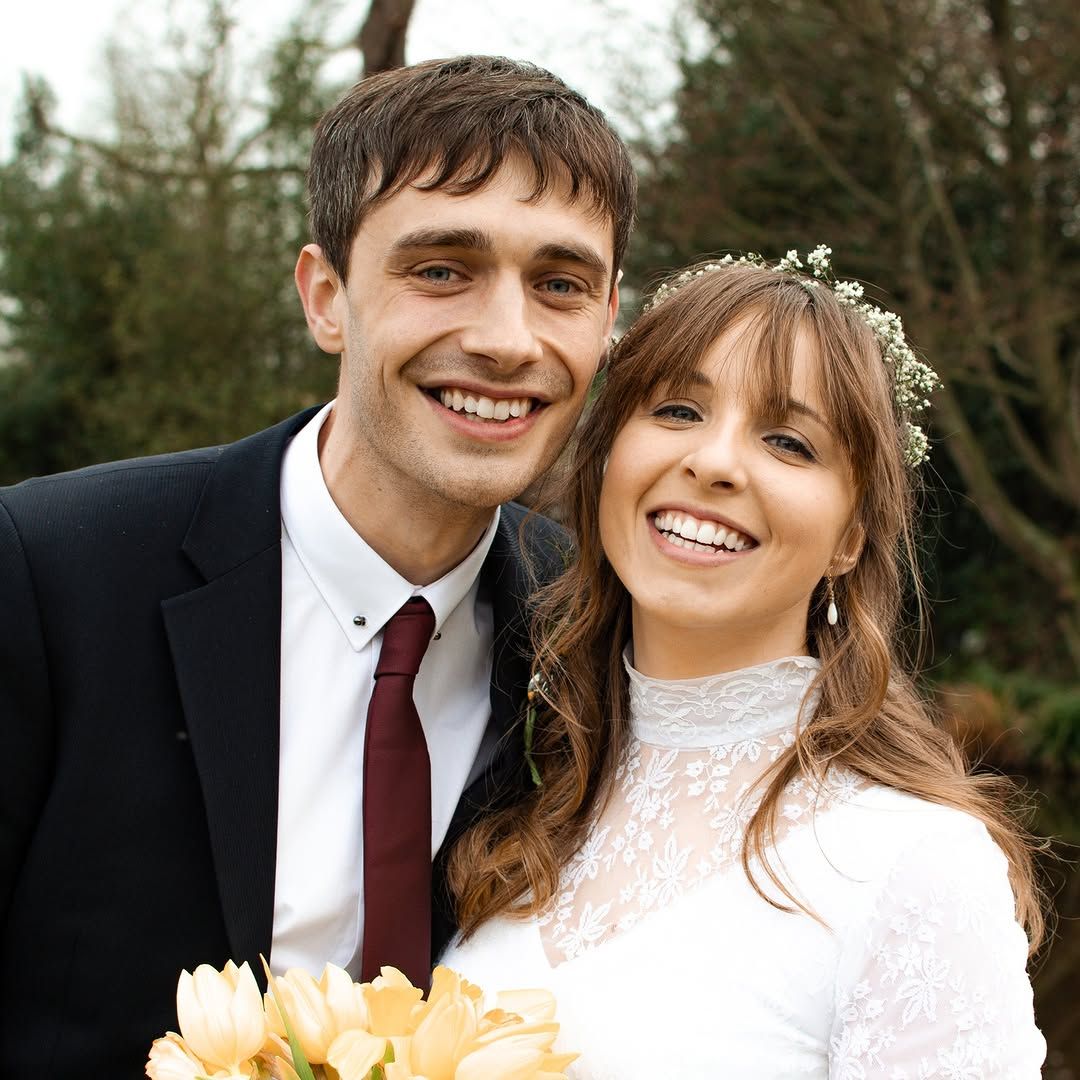 just married couple portrait in a natural setting
