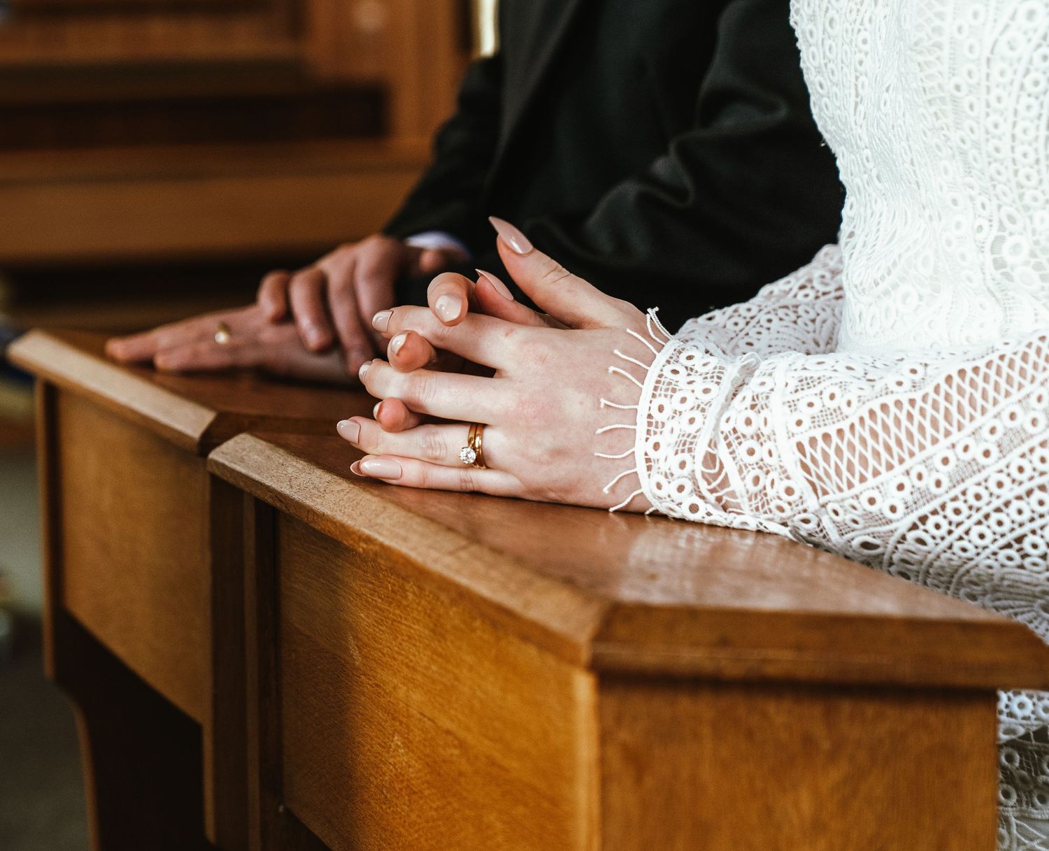 close-up shot of the bride and grooms rings after they got married