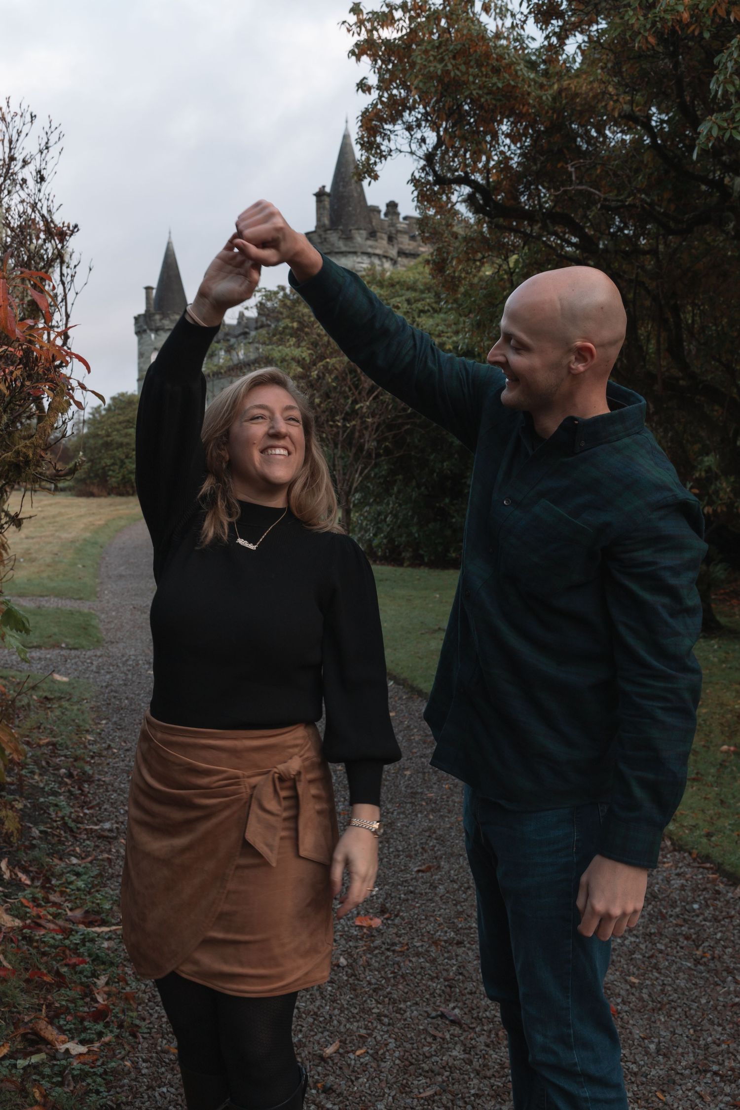 Alicia and Rob engagement photoshoot at Inveraray Castle, Scotland